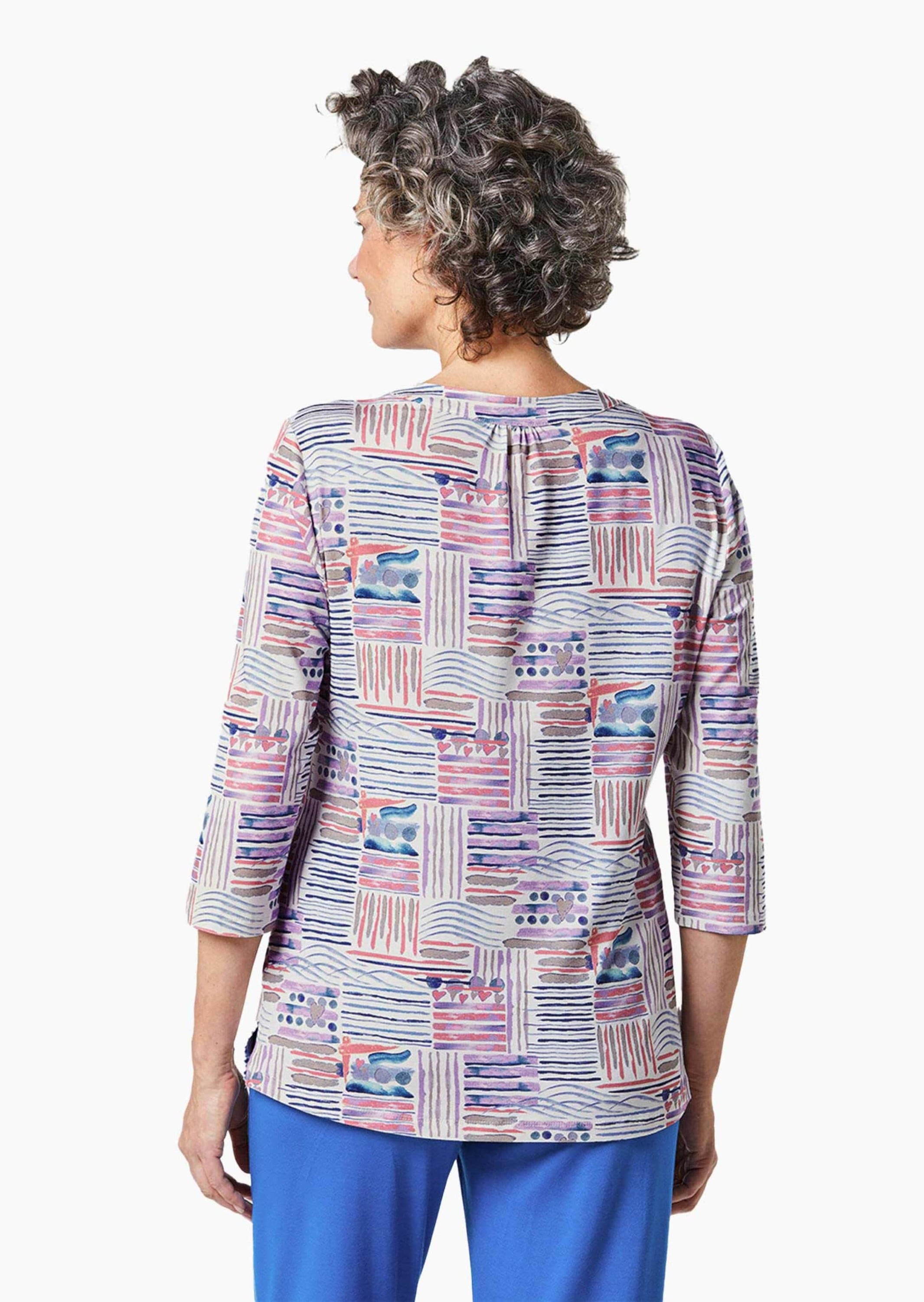 GOLDNER Print-Shirt »Kurzgröße Tunika-Druckshirt mit Stehkragen«