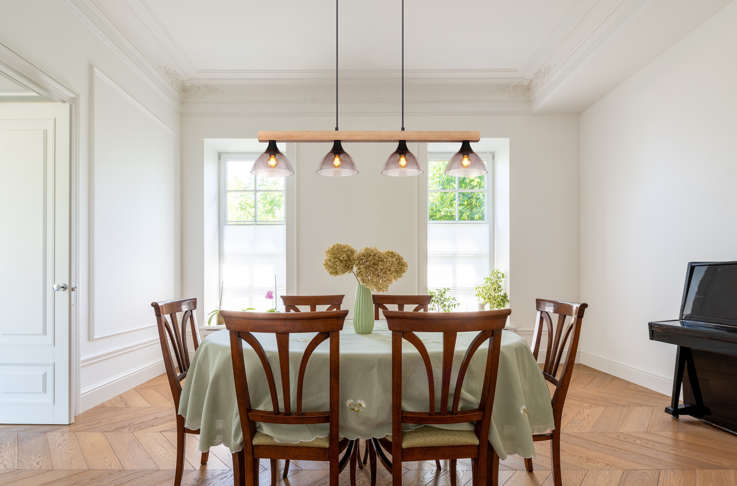 GLOBO LIGHTING Hängeleuchte »LINDI« E14 1 Stk. Hängeleuchte für Esszimmer Holz & Rauchglas