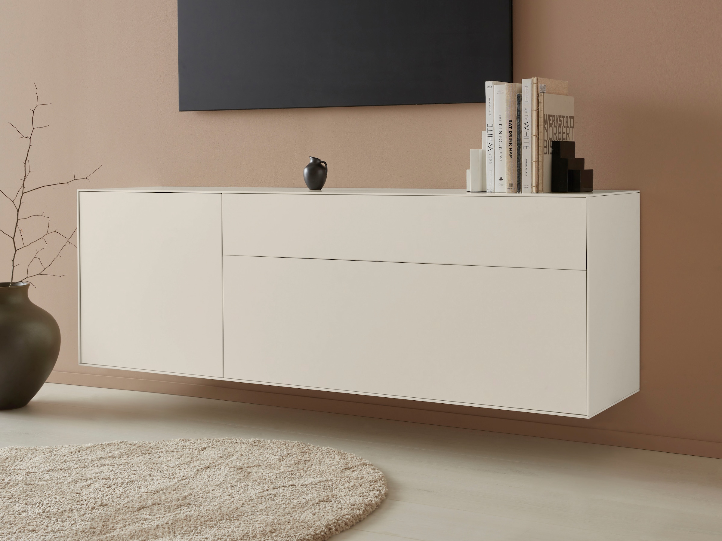 LeGer Home by Lena Gercke Lowboard "Essentials", Breite: 167 cm, MDF lackiert, Push-to-open-Funktion
