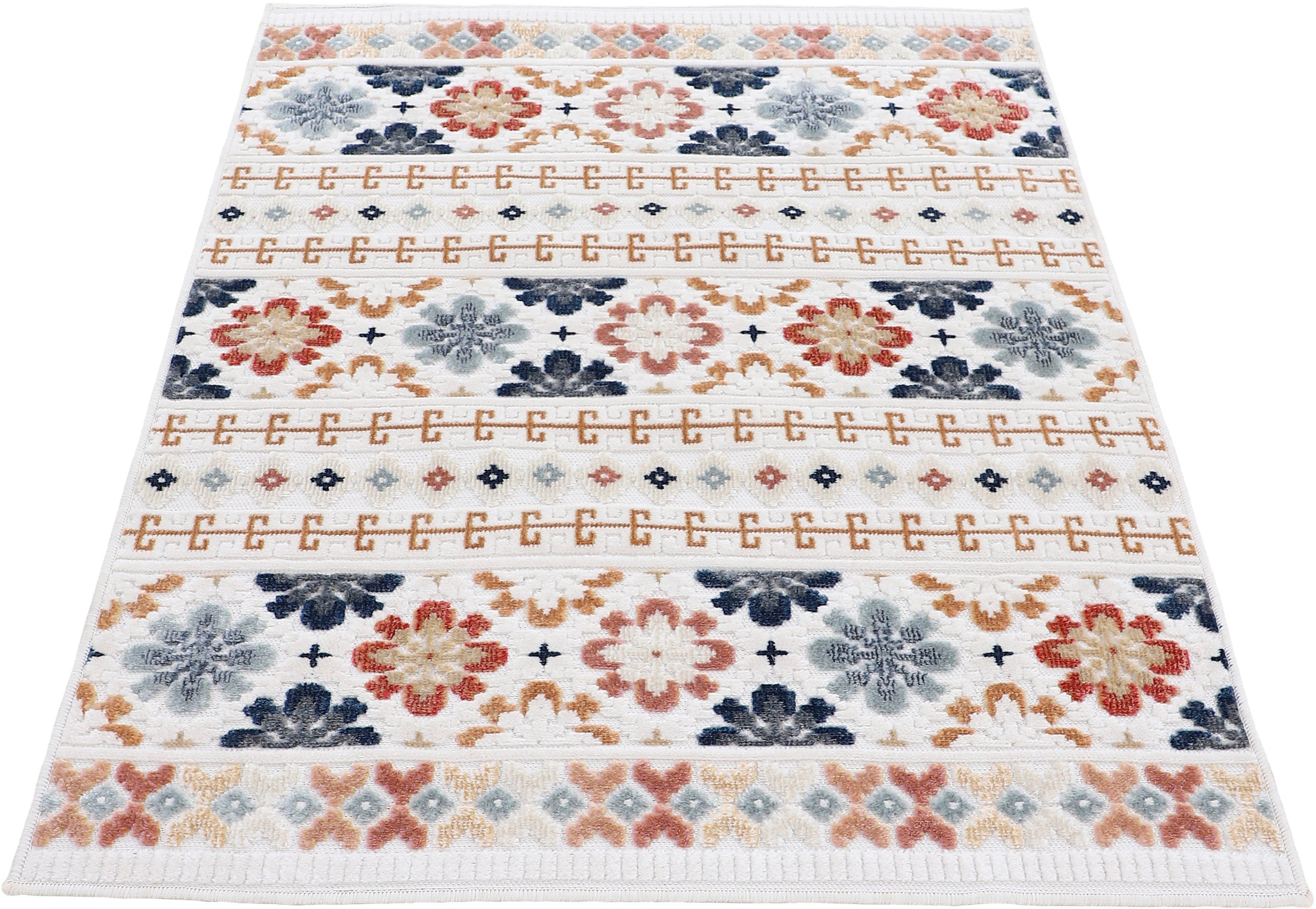carpetfine Teppich »Deja 103«, rechteckig, robustes Flachgewebe, Motiv- Floral  Palmenblätter, Hoch-Tief Effekt kaufen | BAUR