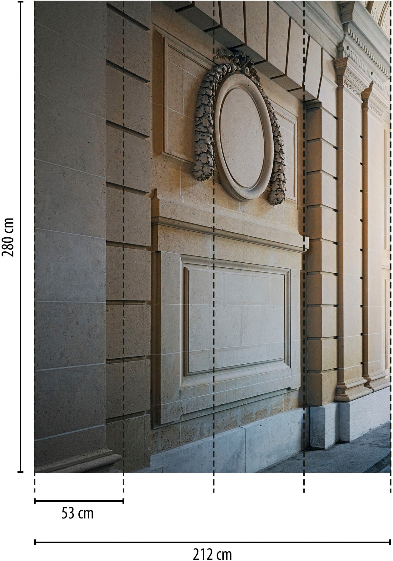 living walls Vliestapete »Fototapete Fassade Klassik Sandbeige - Architektur« matt strukturiert