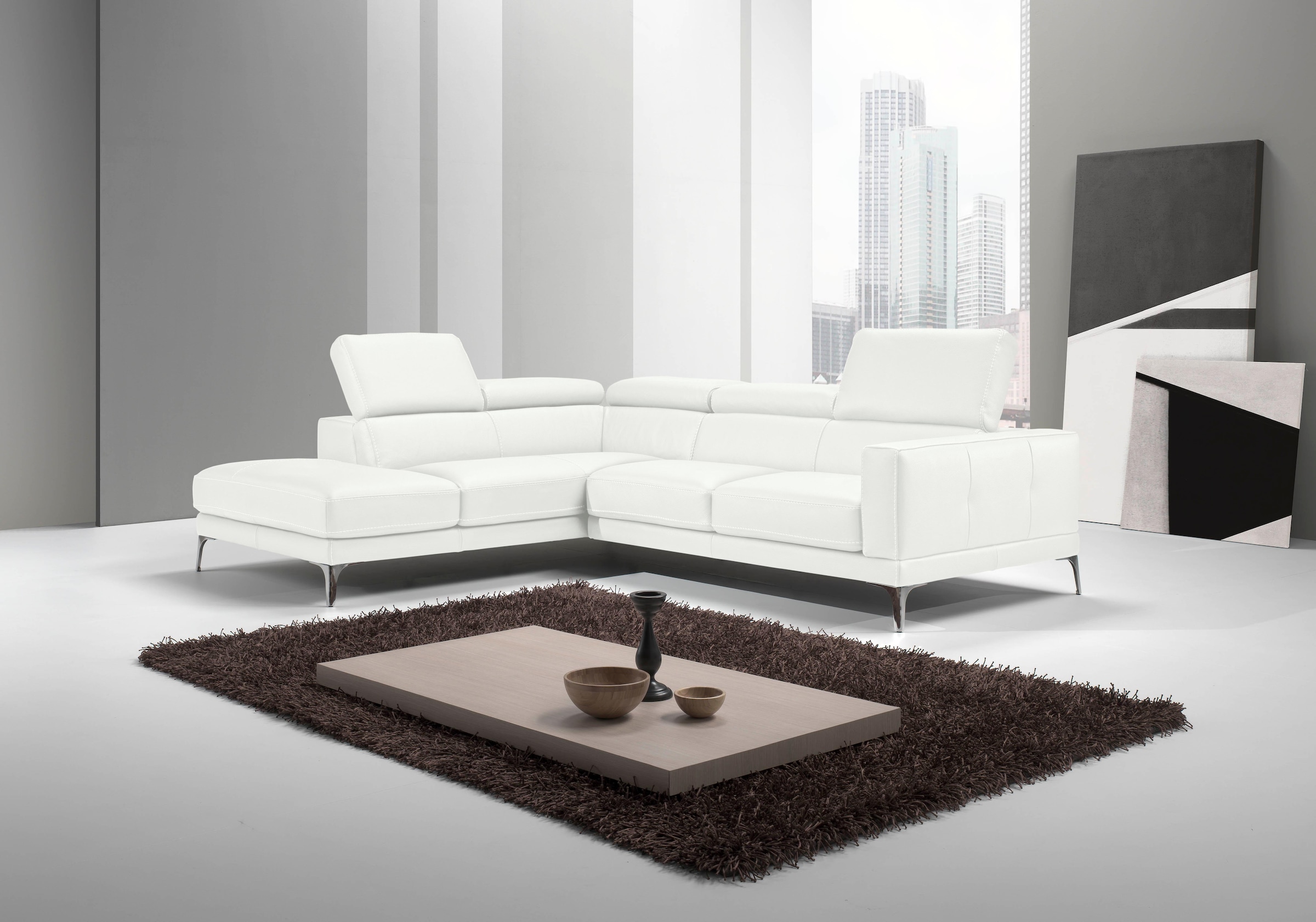 Egoitaliano Ecksofa "Claudie, Designsofa mit extrakomfortablem Sitzkomfort, L-Form" Inkl. Kopfteilverstellung, L-Form
