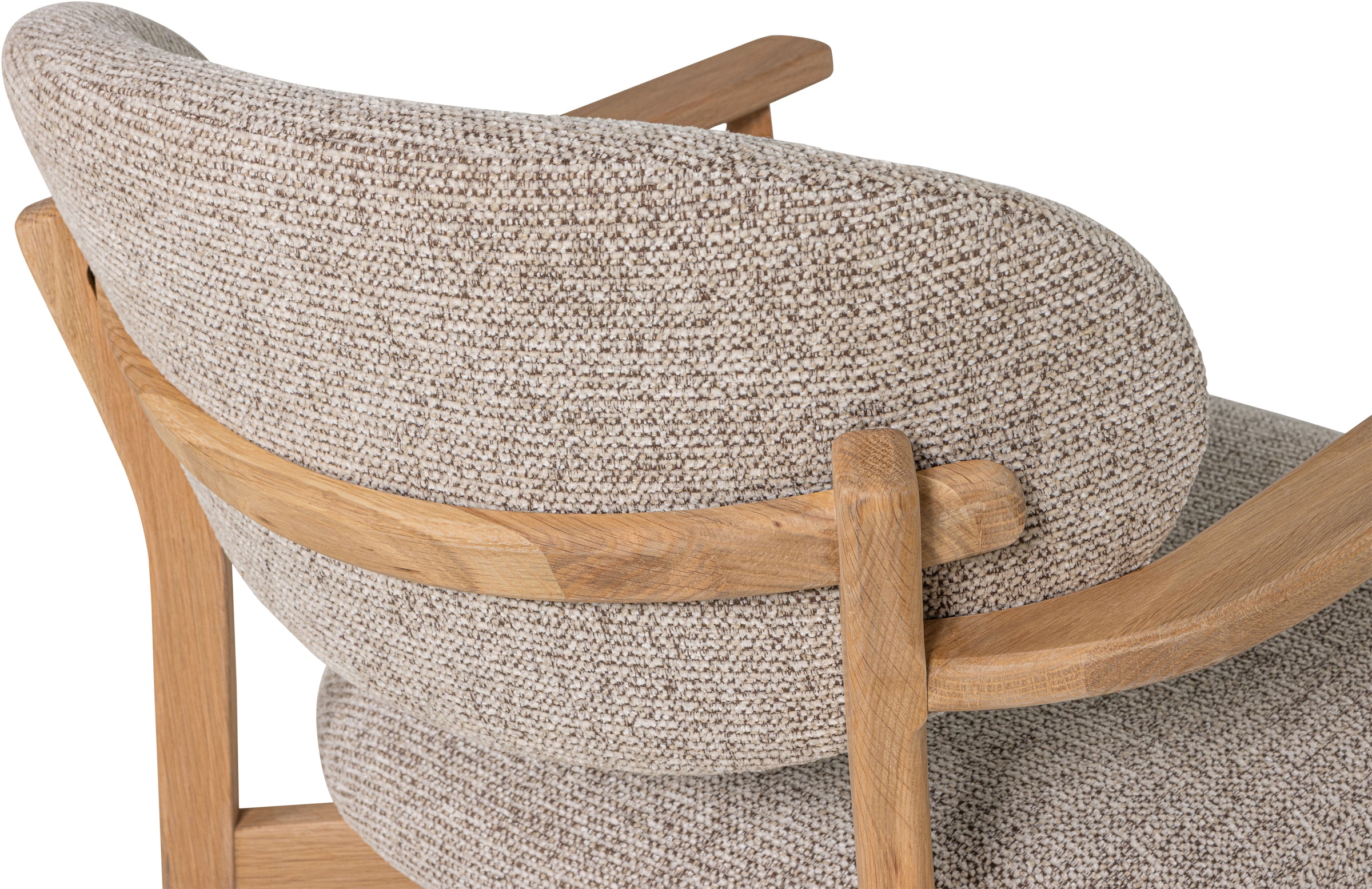 WOOOD Loungesessel »Udar mit Eichenholzgestell und More-Melange-Bezug, B68 x T75 x H76 cm« Sehr hohe Verschleißfestigkeit, Armlehnen integriert, Tragkraft 120 kg