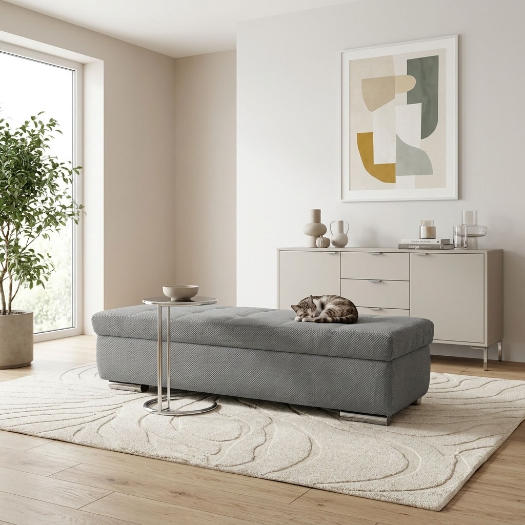 OTTO home Hocker "Torrnby, 161 cm breit, extra groß mit großem Staufach" aus Luxus-Microfaser oder haustierfreundlichem Pet Friendly Bezug