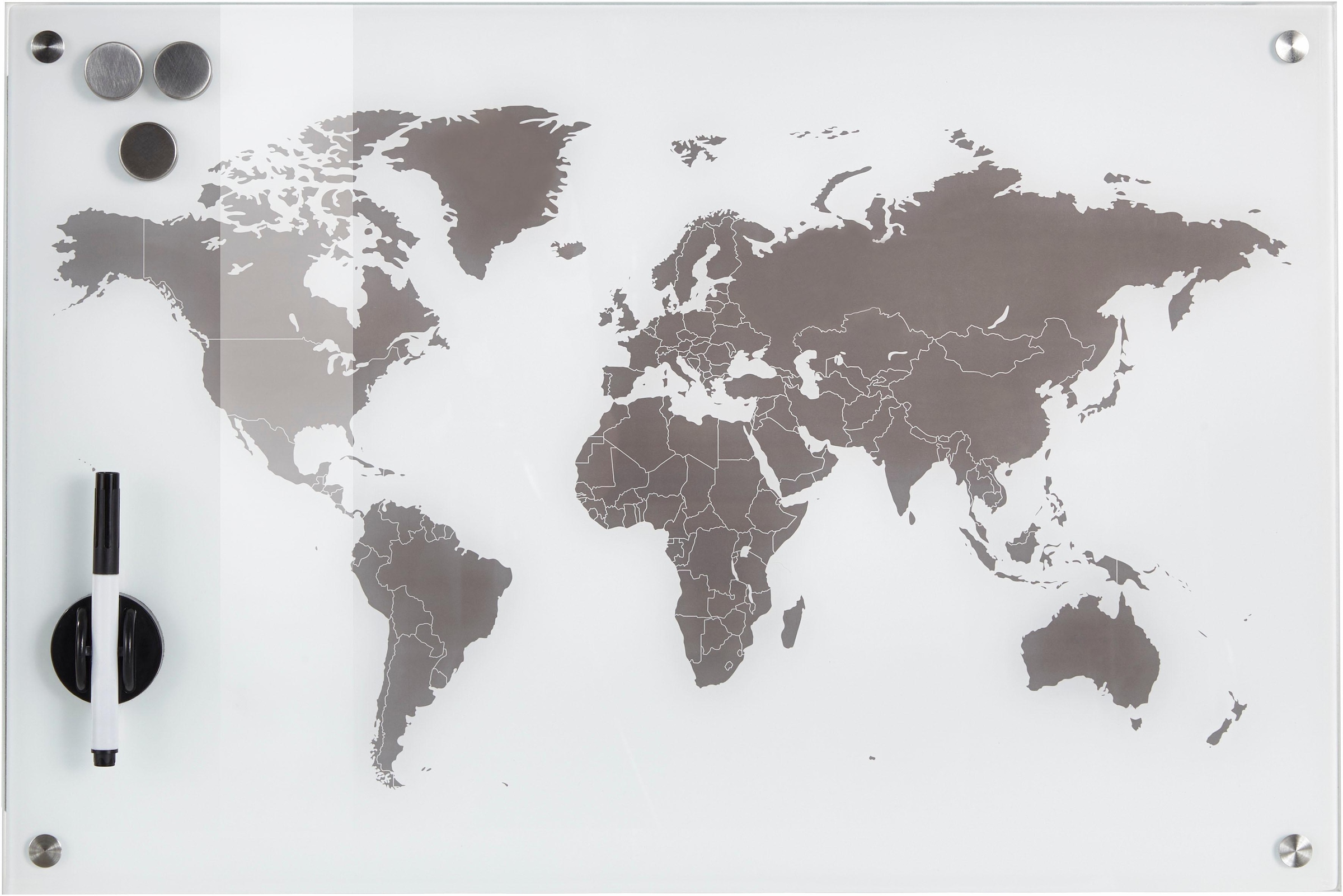 Zeller Present Pinnwand »Worldmap«, Glas 60x40