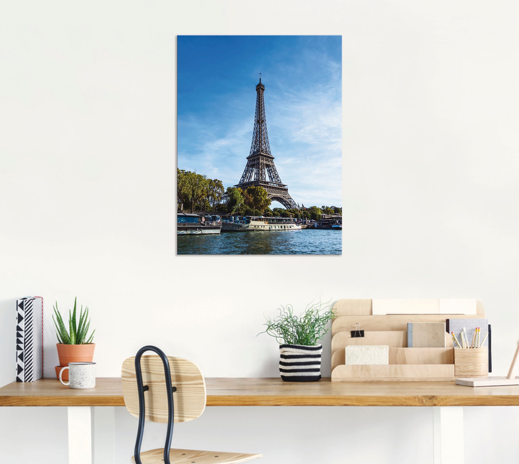 Artland Wandbild »Blick auf den Eiffelturm in Paris I«, Gebäude, (1 St.), als Alubild, Leinwandbild, Wandaufkleber oder Poster in versch. Größen