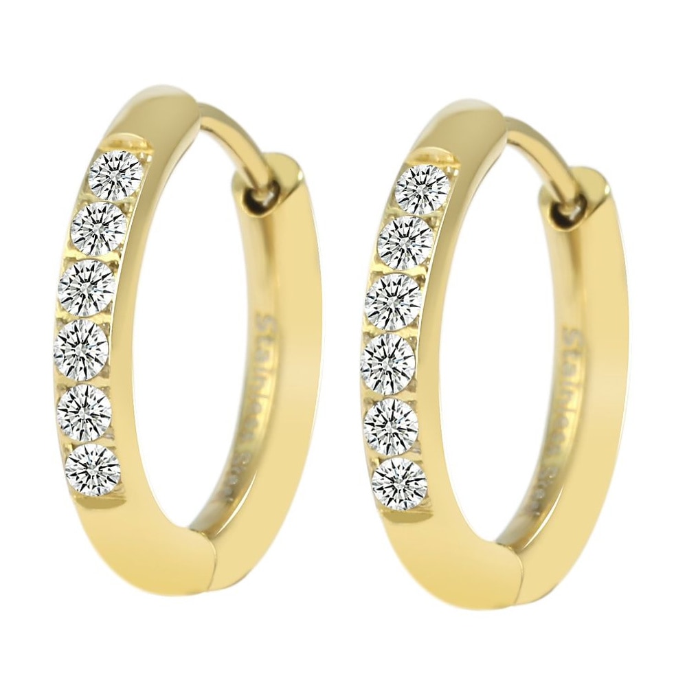 Adelia´s Klappcreolen "Ohrringe – Klappcreole aus Edelstahl mit Strass Steinchen" Ideal als Geschenk zum einfach so