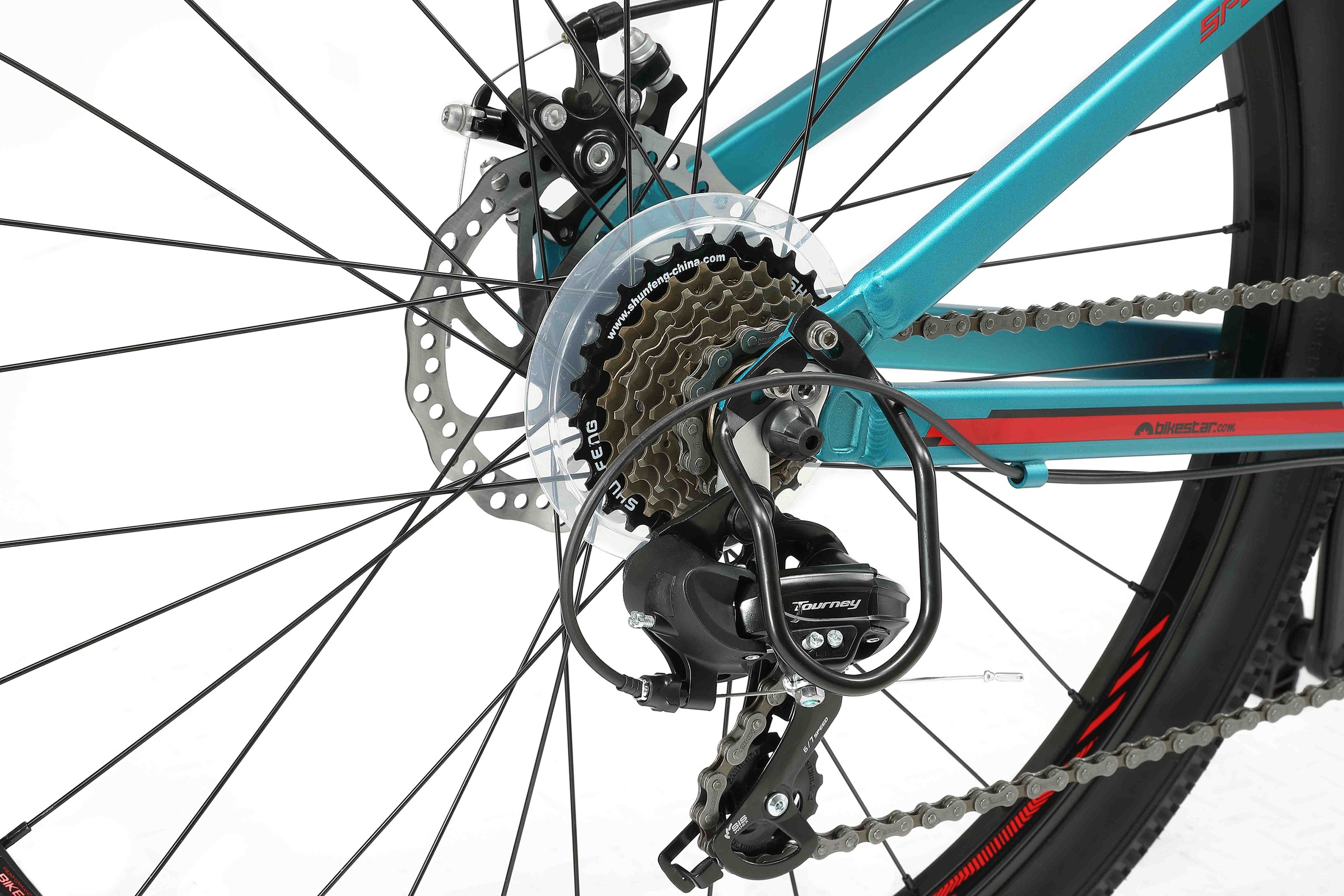 Bikestar Mountainbike, 21 Gang, Shimano, RD-TY300 Schaltwerk, Kettenschaltung, für Damen und Herren, Kettenschaltung