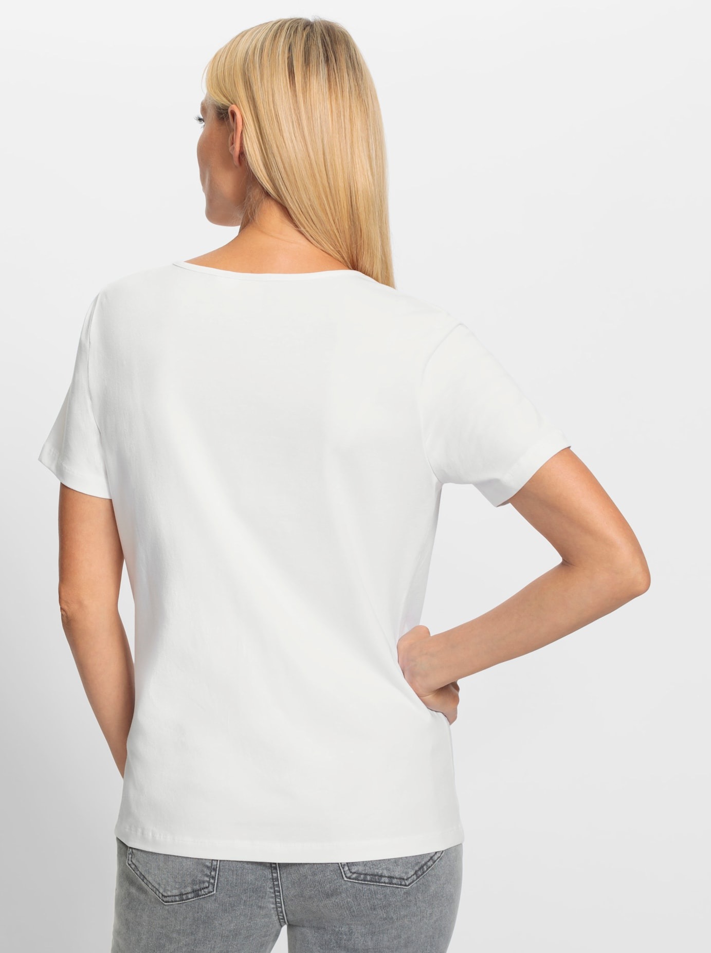 T-Shirt HEINE "T-Shirt", Damen, Gr. 34, gelb (weiß, zitrone, bedruckt), 95% Baumwolle, 5% Elasthan, bedruckt, gemustert, mehrfarbig, Rundhals, Shirts T-Shirt 2