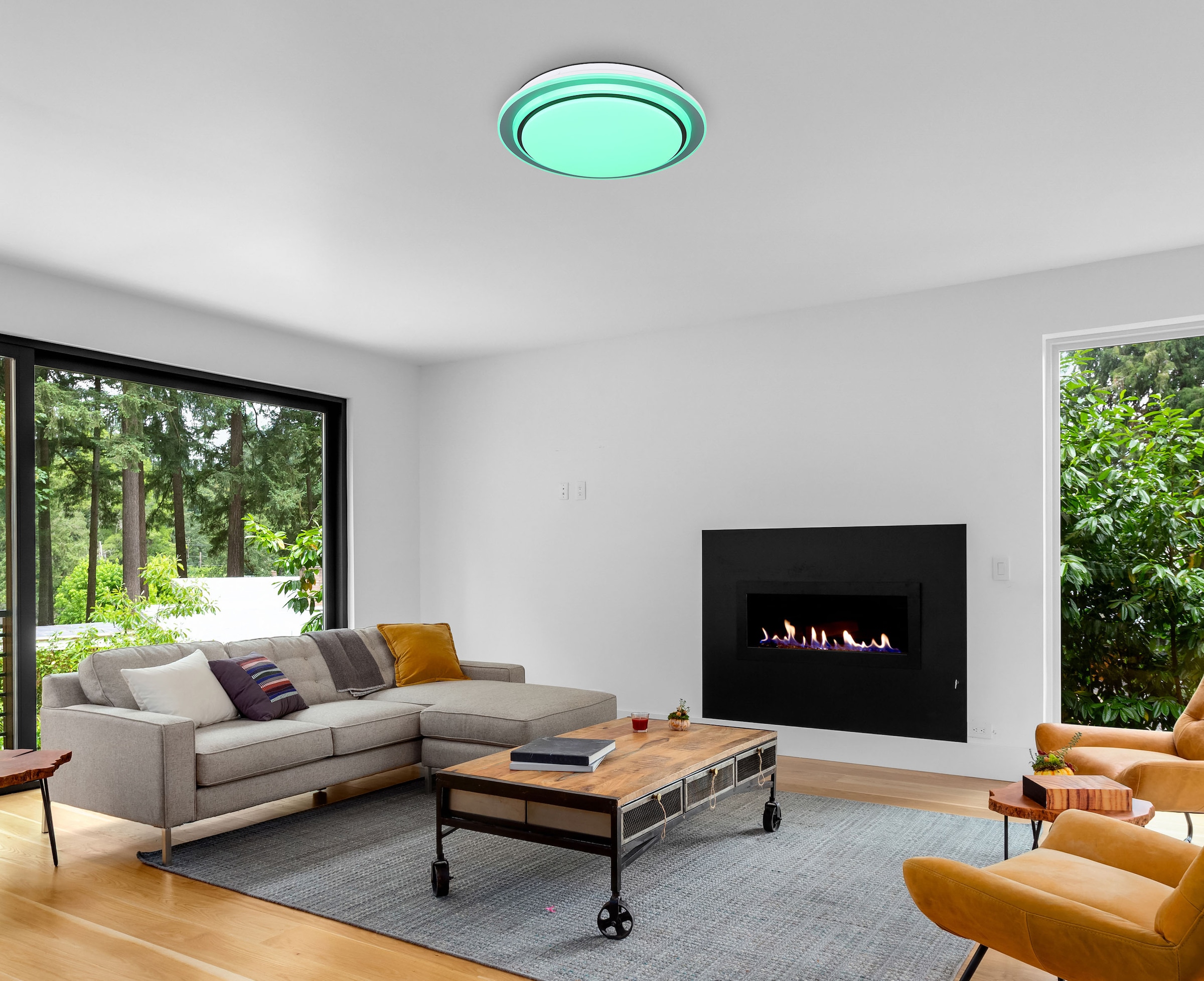 GLOBO LIGHTING LED Deckenleuchte »FOPPA«, Leuchtmittel LED-Modul | LED fest integriert, Deckenlampe/rund/Wohnzimmer/Schlafzimmer/elegant/rot-grün-blau