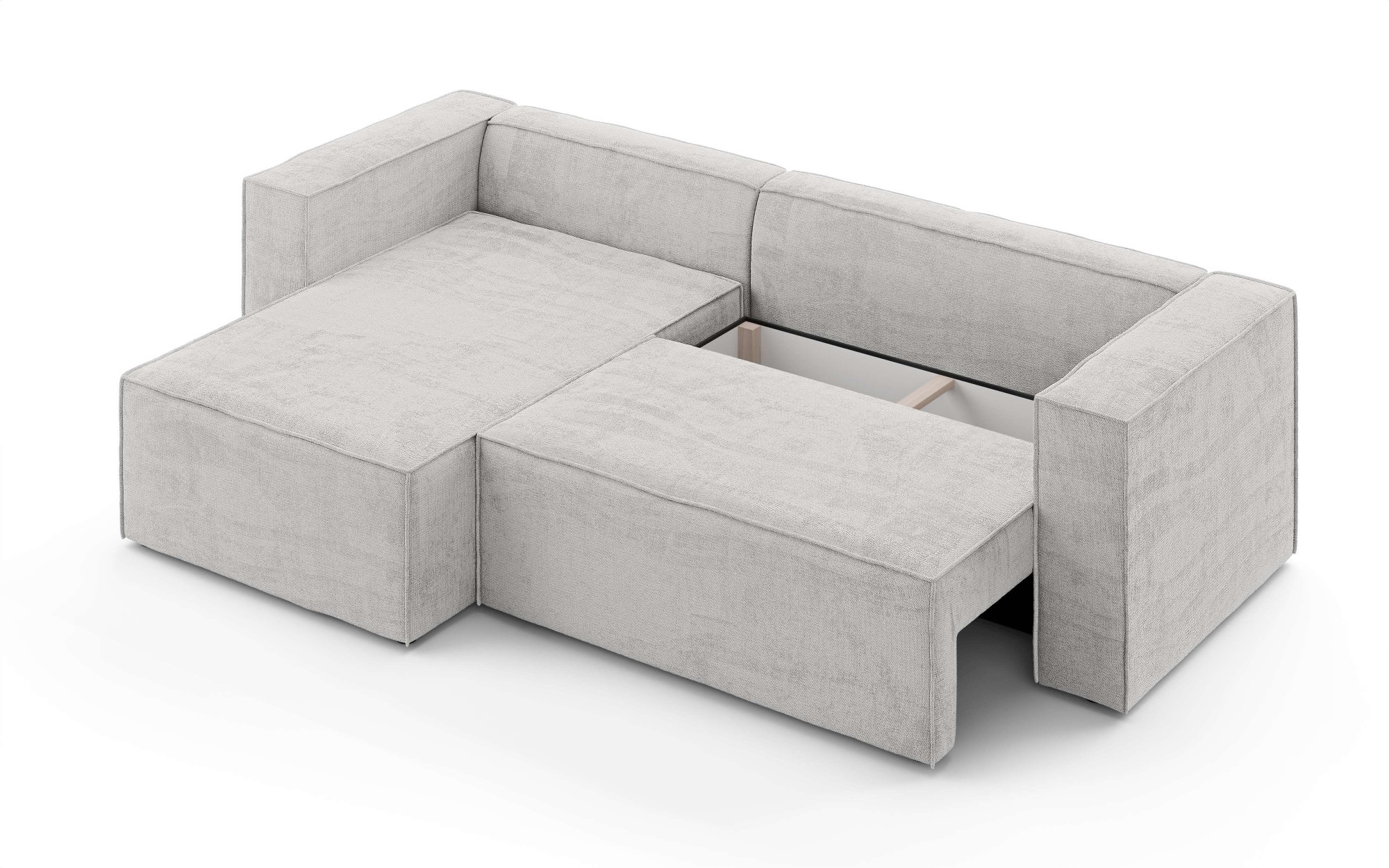 INOSIGN Ecksofa »LINCOLNVILLE mit Bettfunktion und Bettkasten, Maße B/H/T 244/76/150 cm«, L-Form mit Wellenunterfederung, Recamiere beidseitig montierbar