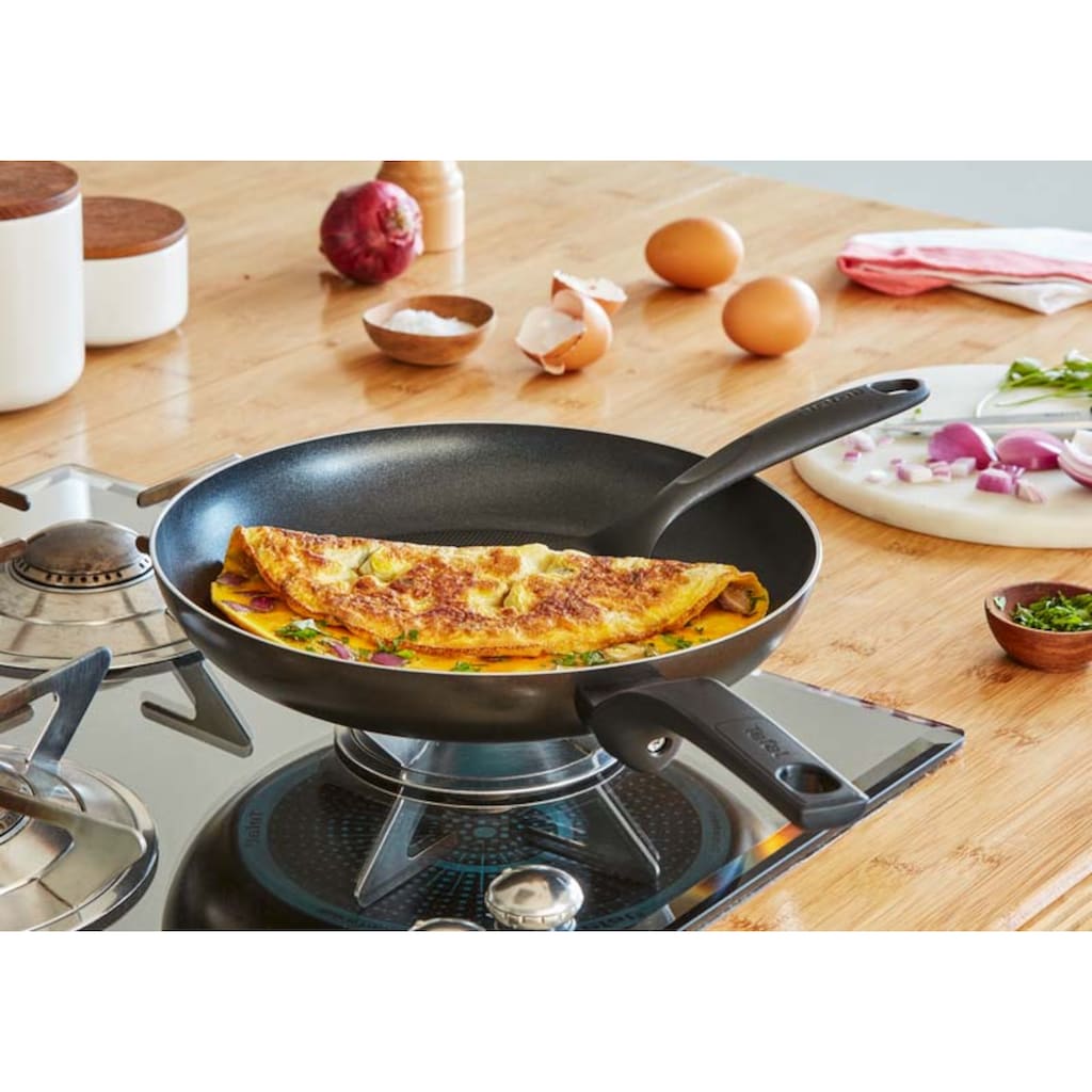 Tefal Bratpfanne »Tefal Easy Cook & Clean Pfanne, Mühelose Reinigung, Antihaftversiegelung, Thermo-Signal Temperaturanzeiger, Diffusion Pfannenboden, Gleichmäßige Wärmeverteilung, Gesundes Kochen, Sicheres Kochgeschirr«, Aluminium, (1tlg.), Titanium