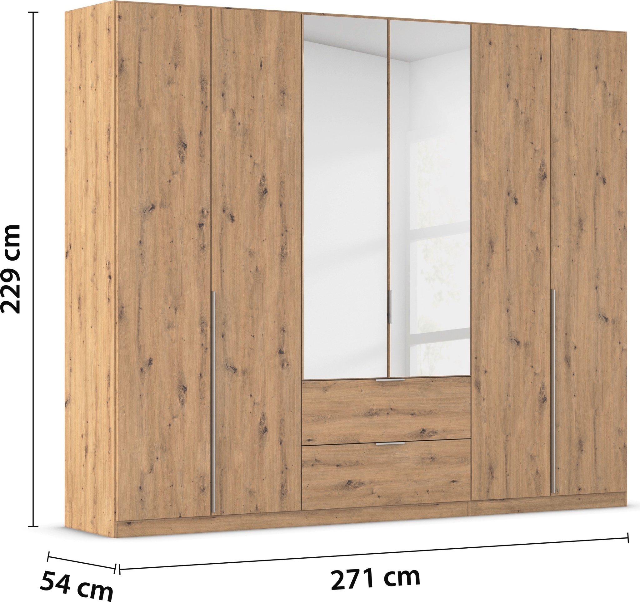 rauch Drehtürenschrank »Kleiderschrank Schrank Garderobe AGORDO mit Dekor- oder Hochglanzfront«, (in zwei Griff-Farben, Breiten 91-360 cm), mit Außenschubkästen, in 7 Breiten und 2 Höhen MADE IN GERMANY