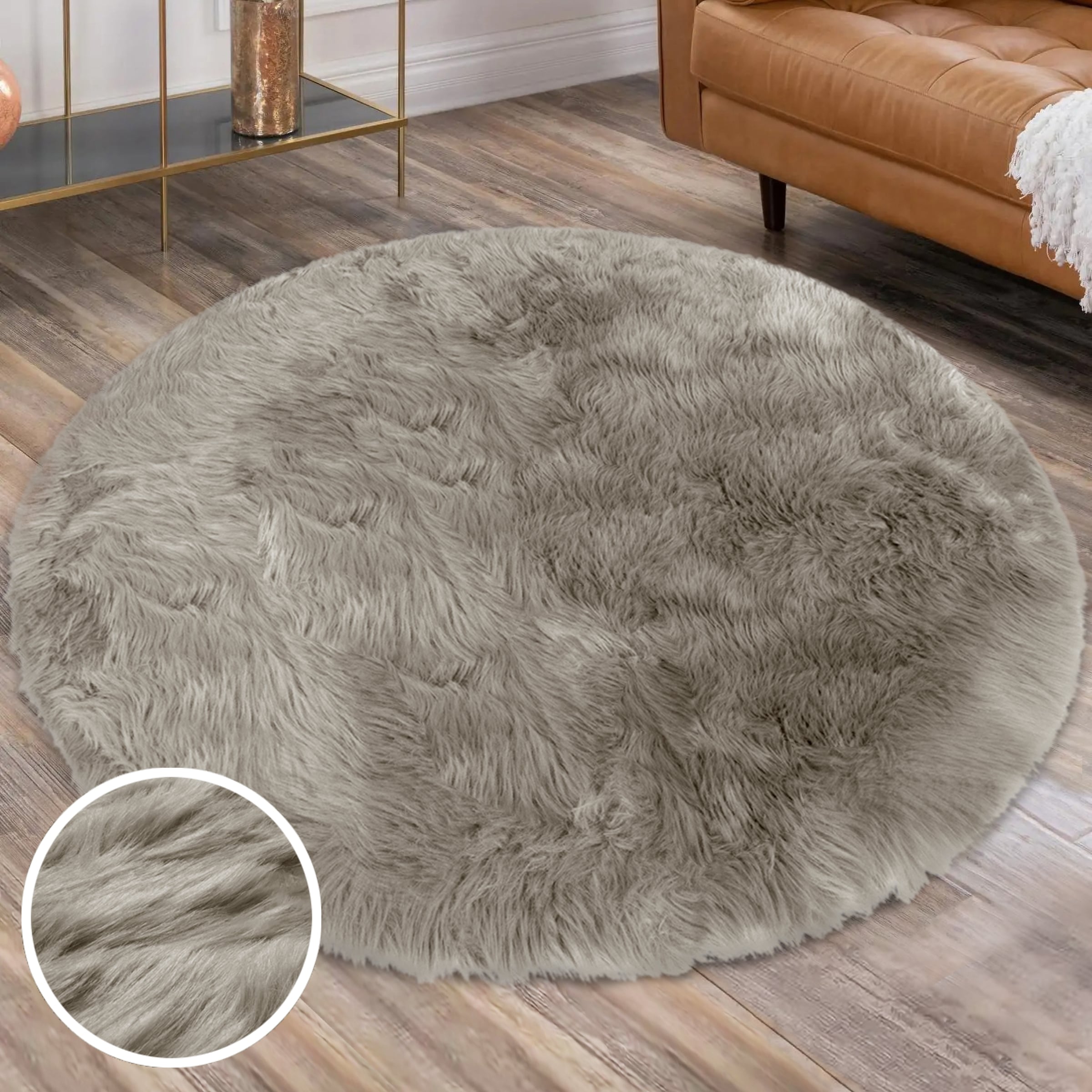 OTTO home Hochflor-Teppich "Valeria Fellteppich kuschelig" rund 60 mm Höhe Kunstfell, weiche Teppiche, Wohnzimmer, Schlafzimmer, Esszimmer