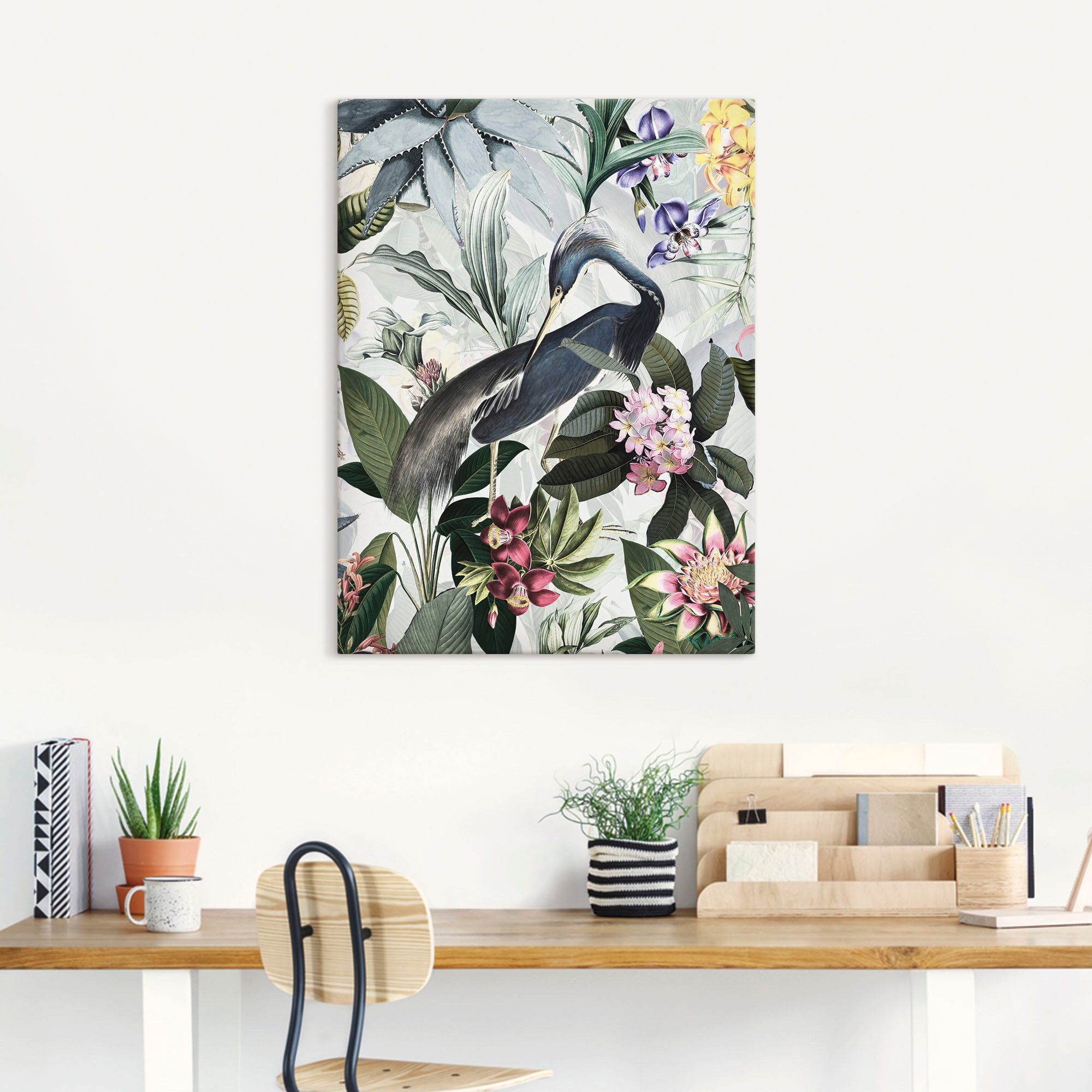 Artland Wandbild »Vintage Kranich«, Vogelbilder, (1 St.), als Alubild, Outdoorbild, Leinwandbild, Poster in verschied. Größen