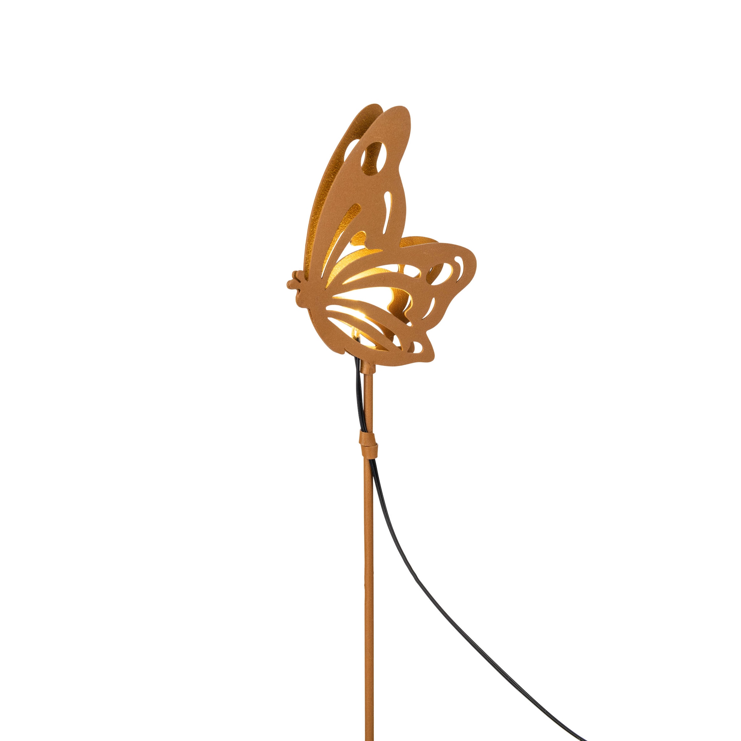 näve LED Solarleuchte »Butterfly« LED-Modul 1 Stk. Warmweiß 3tlg. Dekoleuchte Schmetterling, braun, Lichtfarbe warmweiß,  H: 52cm