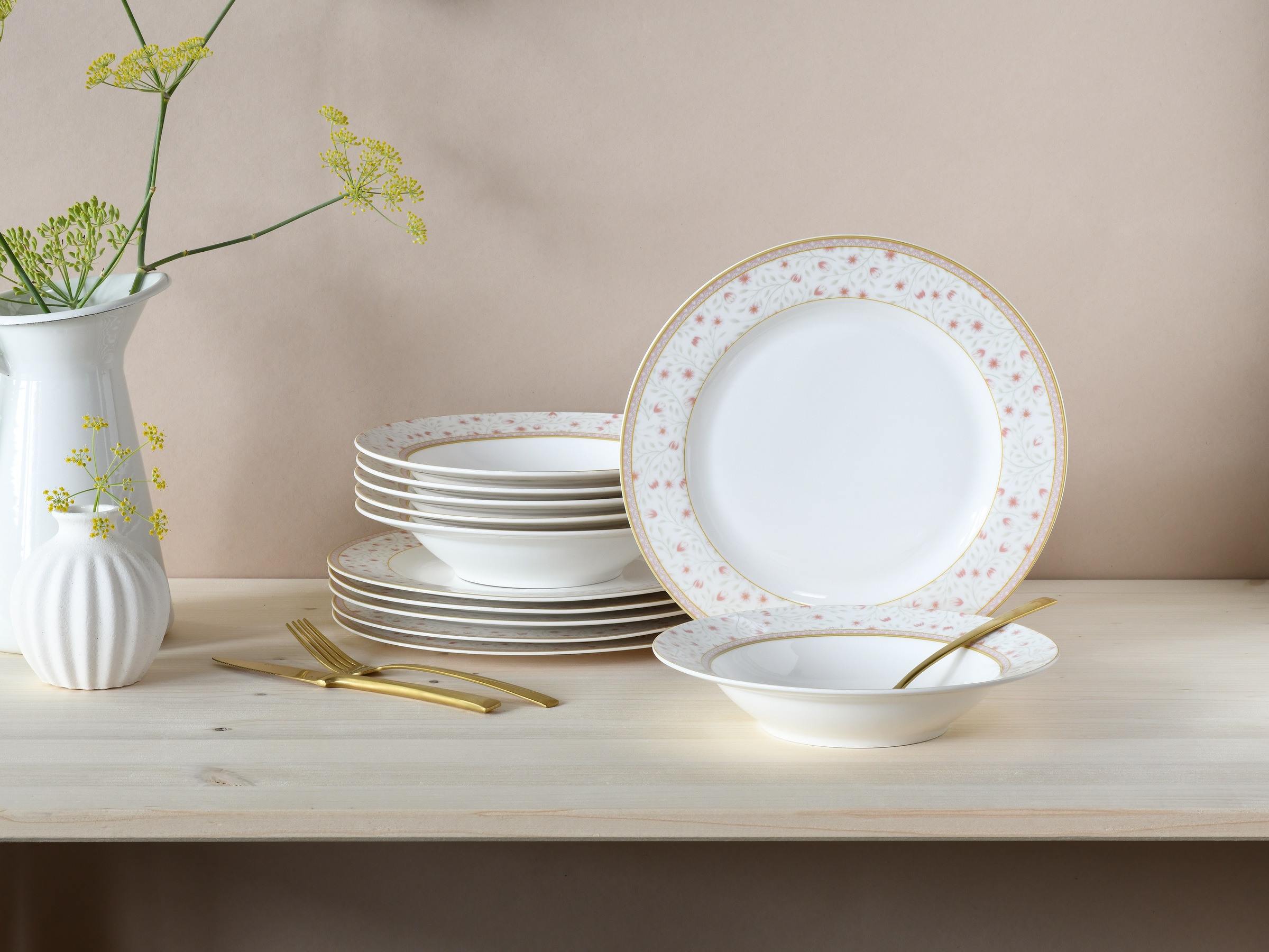 CreaTable Tafelservice »Emilja, Tafel-Service 12-tlg«, (Set, 12 tlg.), Blumendekor