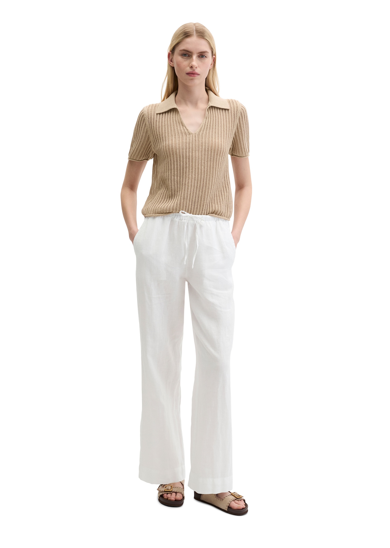 Marc O'Polo Polokragenpullover »aus Bio-Baumwolle-Leinen-Mix«