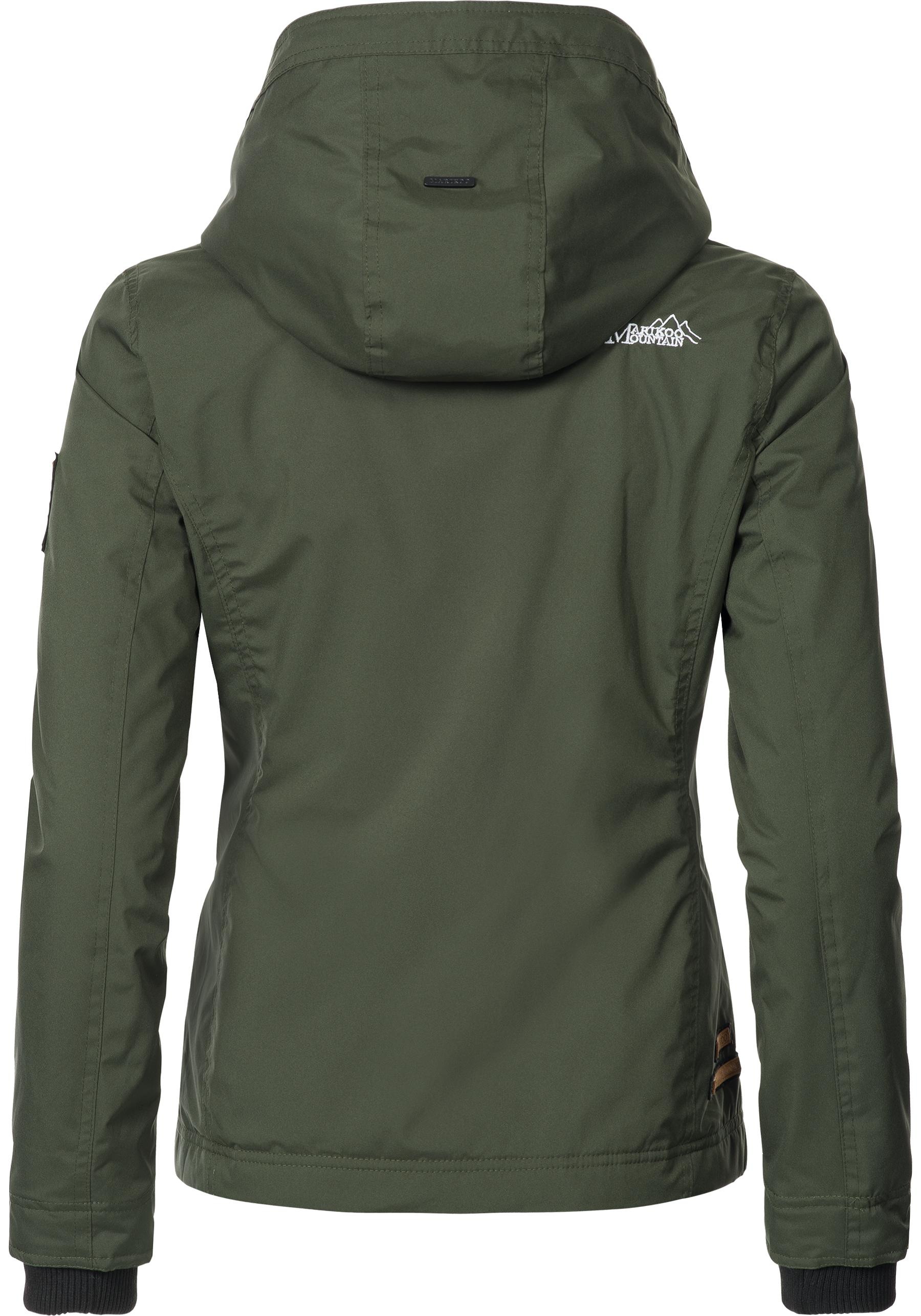 Outdoorjacke MARIKOO "Erdbeere", Damen, Gr. M (38), grün, Oberstoff: 100% Polyester; Futter: 100% Polyester; Wattierung: 100% Polyester; Ärmelfutter: 100% Polyester, clean, tailliert hüftbedeckend, Ärmel ohne Ärmelschlitz Rippstrickbündchen kontrastfarben 2
