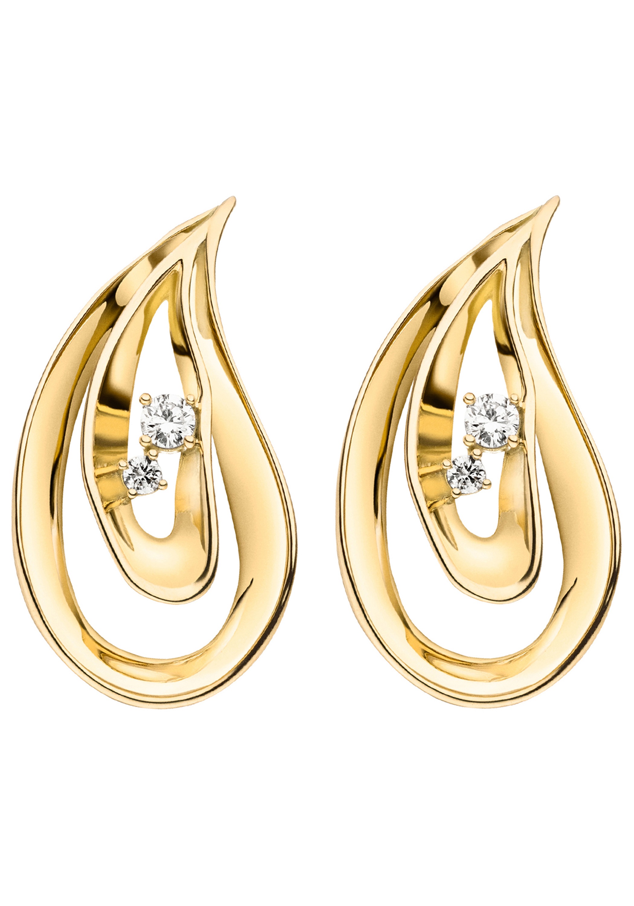 JOBO Paar Ohrstecker »Tropfen« 585 Gold mit 4 Diamanten