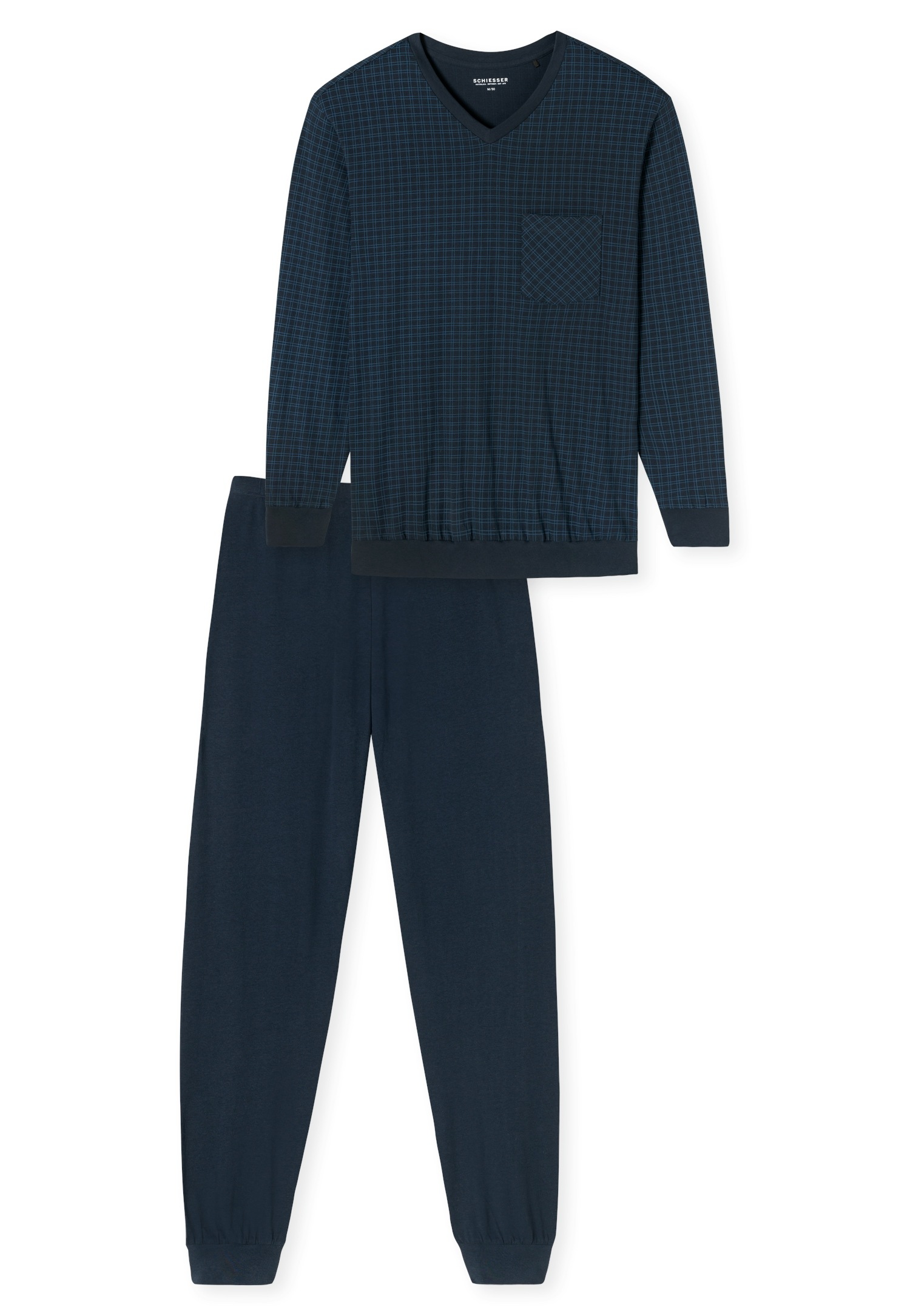 Schiesser Pyjama "Comfort Essentials", (2 tlg.), V-Ausschnitt, Brusttasche, günstig online kaufen