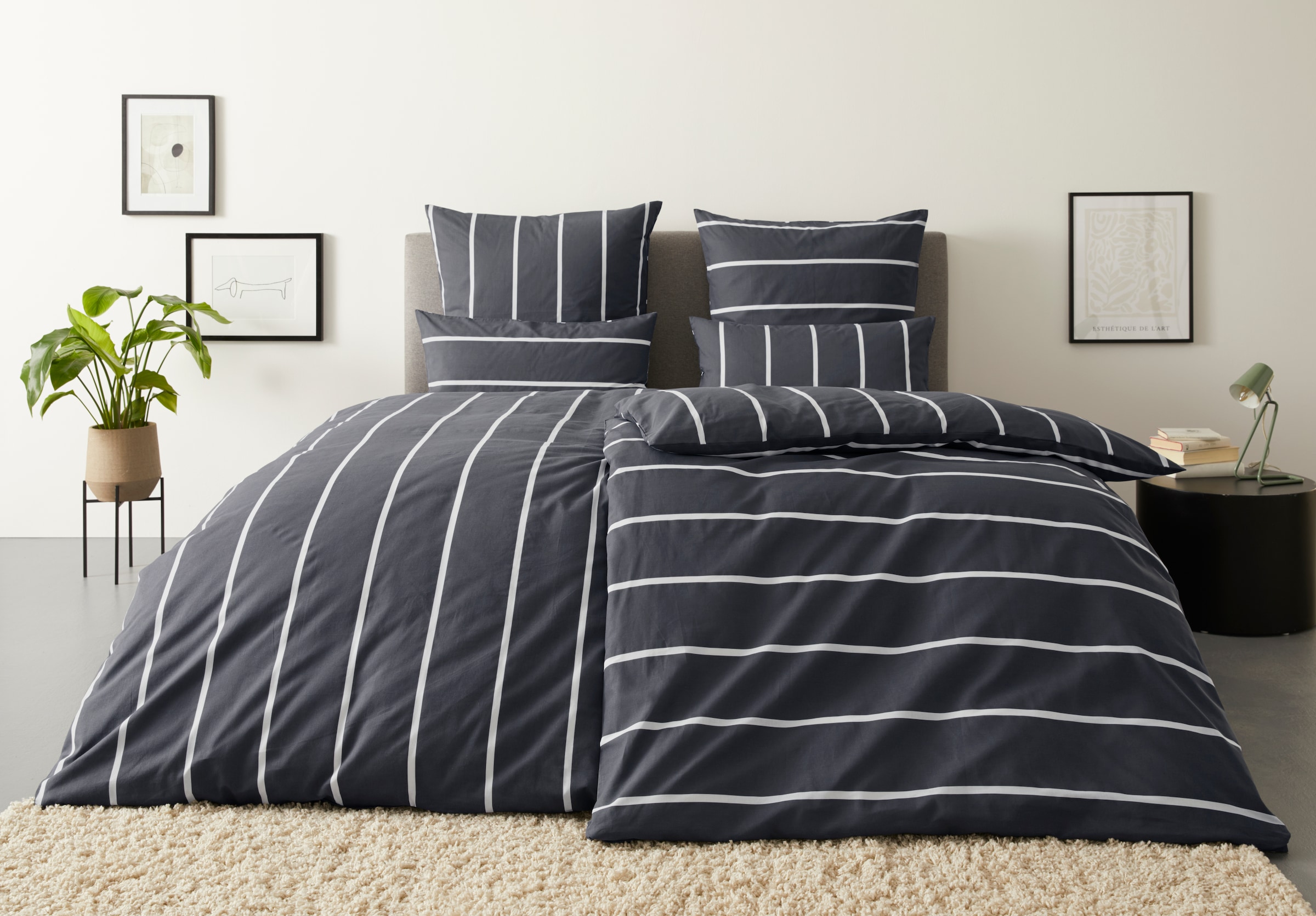 OTTO home Wendebettwäsche "MIETTE" 2 tlg. mit modernen Streifen, Bettwäsche günstig online kaufen