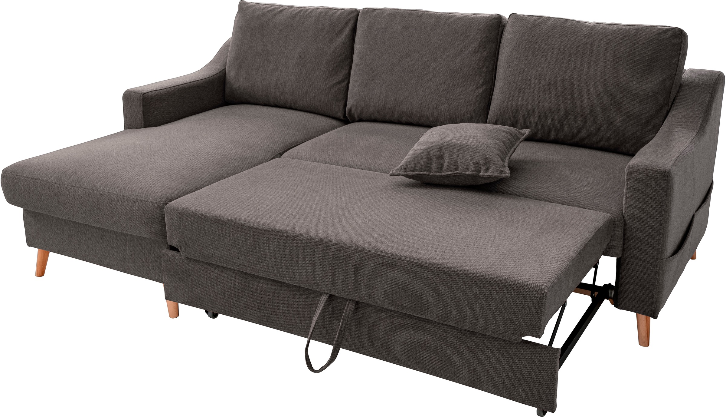 Thumbnail - Home affaire Ecksofa "Valentina L-Form" 2 Zierkissen, mit Seitentasche, ausziehbarer Liegefläche, Bettkasten