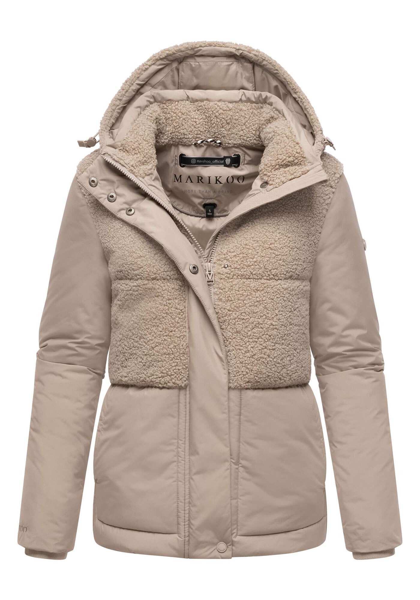 Marikoo Winterjacke »Sheeta«, Kombination aus Teddyfleece und glattem Material
