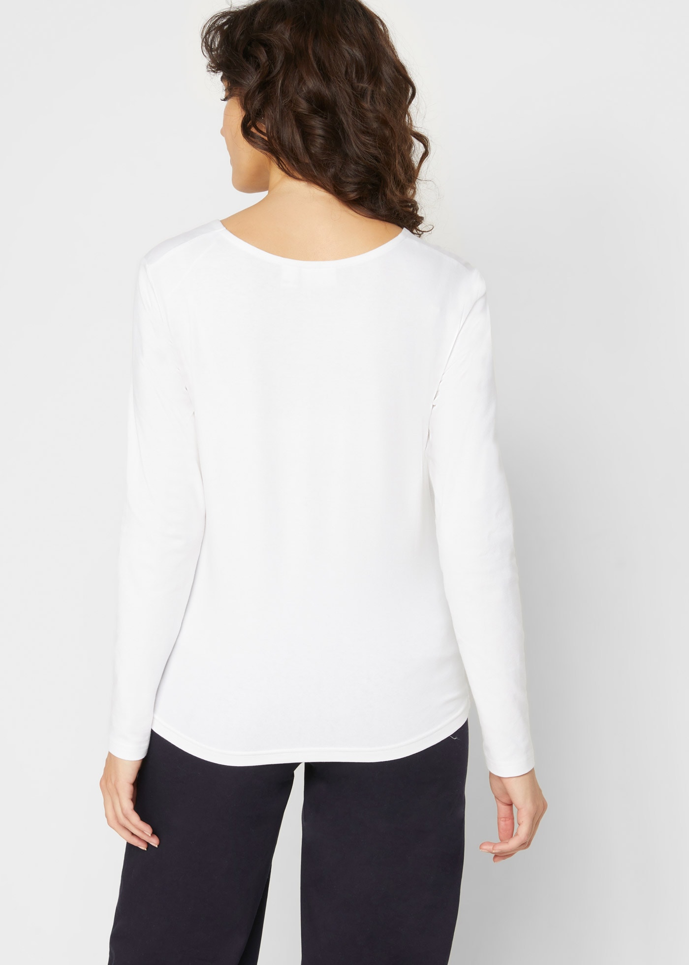 bonprix Langarmshirt schmal geschnittene Passform, V-Ausschnitt