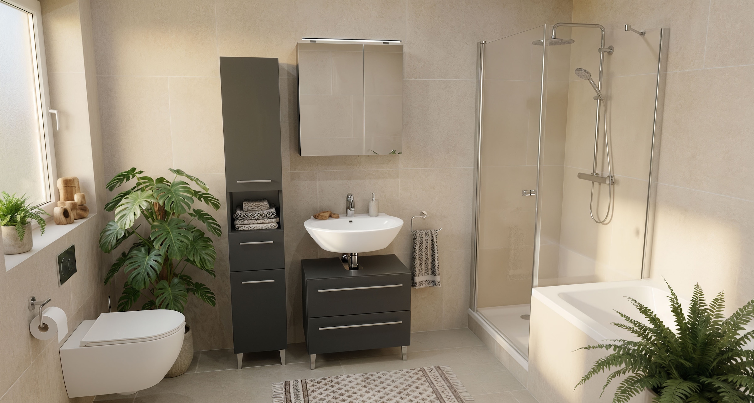 OPTIFIT Spiegelschrank »Pier« Breite 65 cm, schnelle Montage mit OPTIsnap