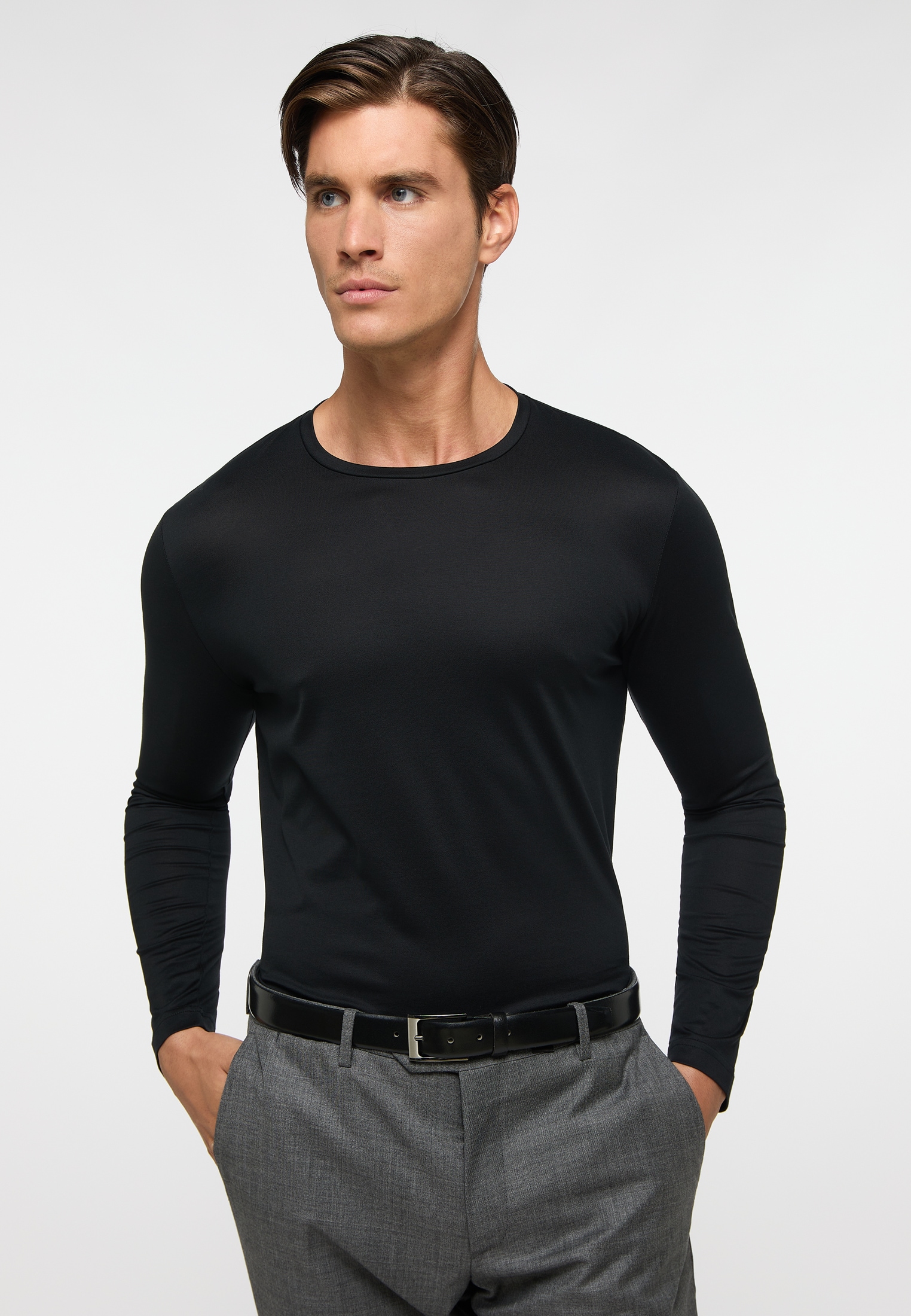 Eterna Langarmshirt, antailliert