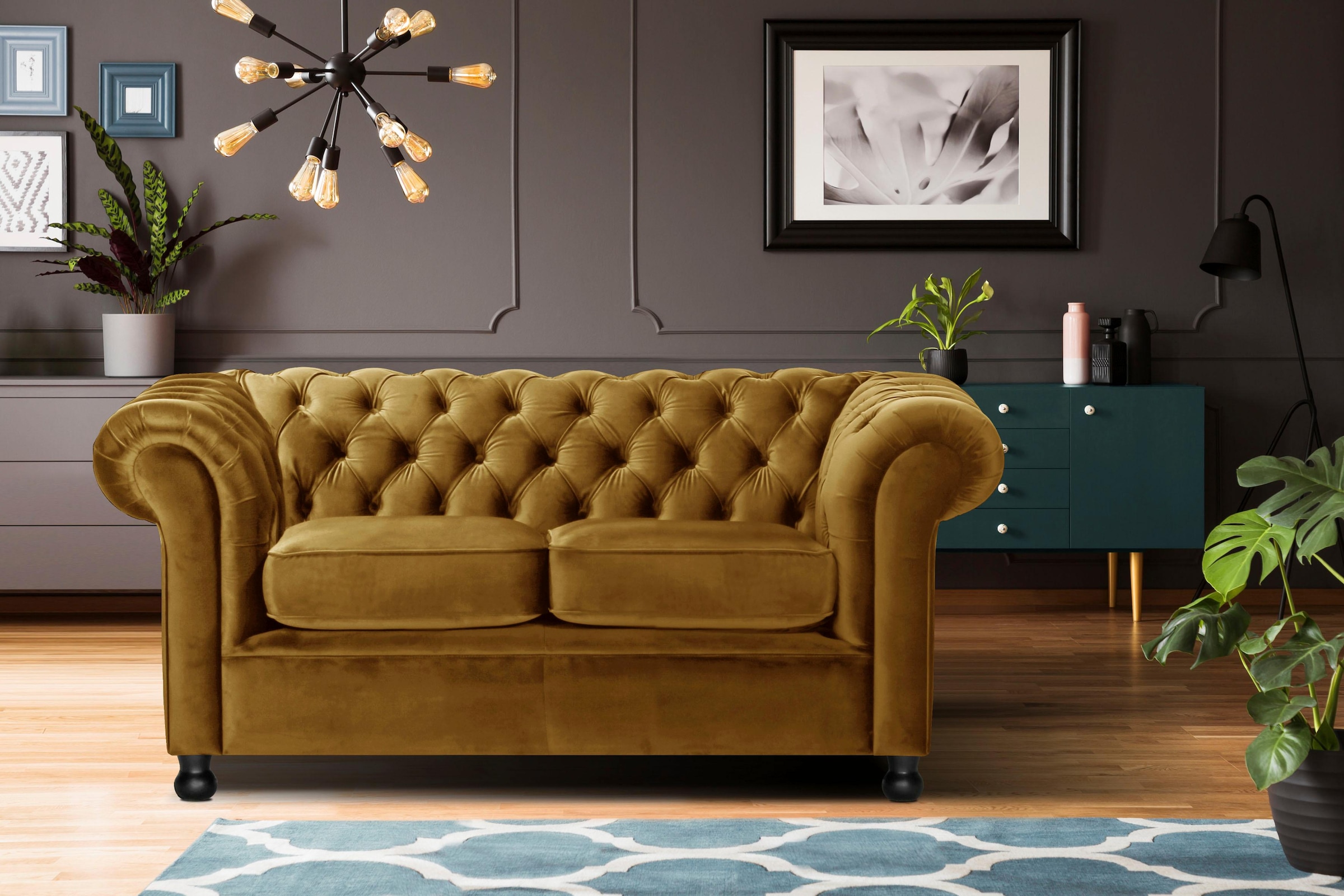 Home affaire Chesterfield-Sofa »Chesterfield Home 2-Sitzer«, mit edler Knopfheftung und typischen Armlehnen