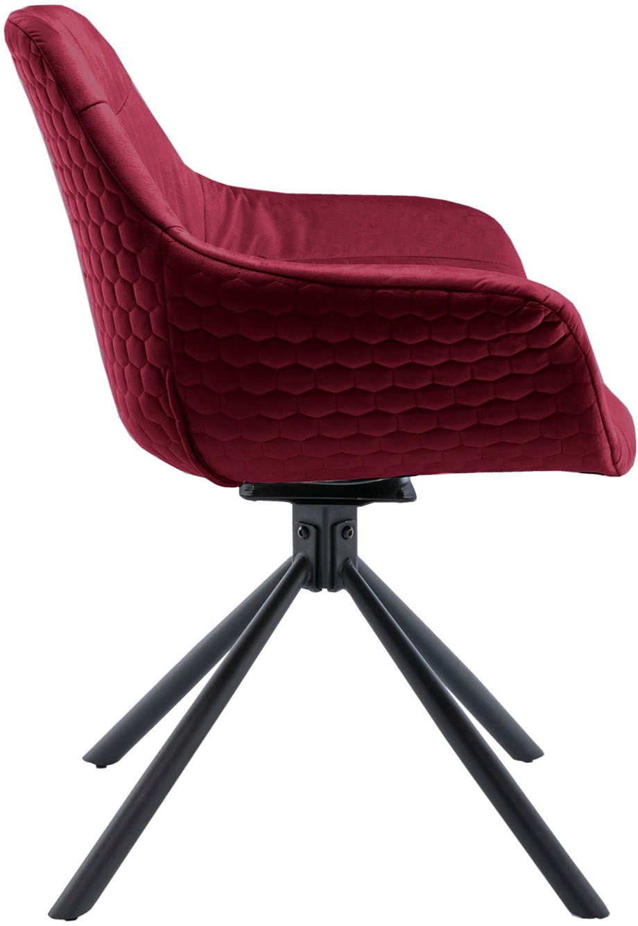 SalesFever Esszimmerstuhl »Rimini Armlehnstuhl: Sitzkomfort fürs Esszimmer«, 1 St., Samtoptik, Esszimmersessel, Rückseite mit Wabensteppung,360° Drehfunktion