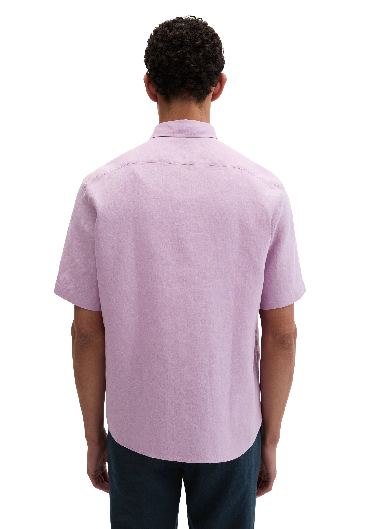 Kurzarmhemd MARC O'POLO "aus reinem Leinen", Herren, Gr. XXL, Normalgrößen, scatterot orchid, Obermaterial: 100% Leinen, unifarben, regular fit normal, normaler Saum, Hemden 2