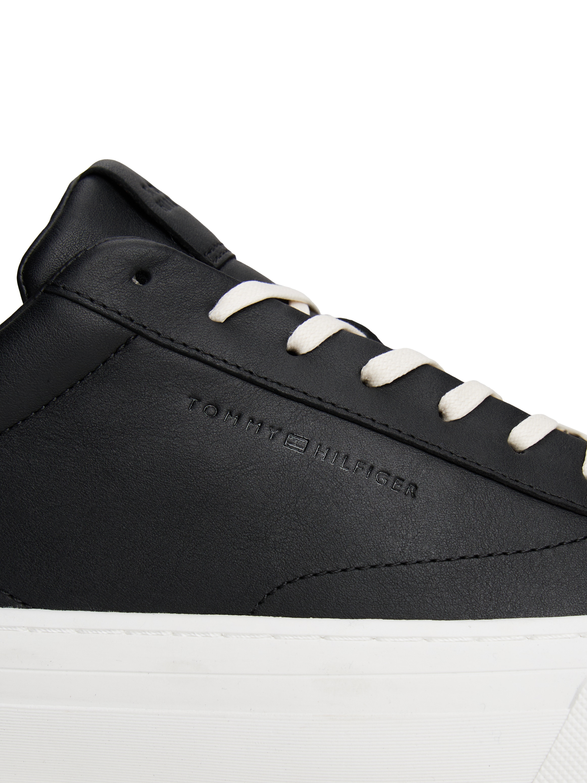 Tommy Hilfiger Sneaker »PREMIUM DRESS CUPSOLE LTH«, Freizeitschuh, Halbschuh, Schnürer mit Flaggen-Emblem an der Ferse