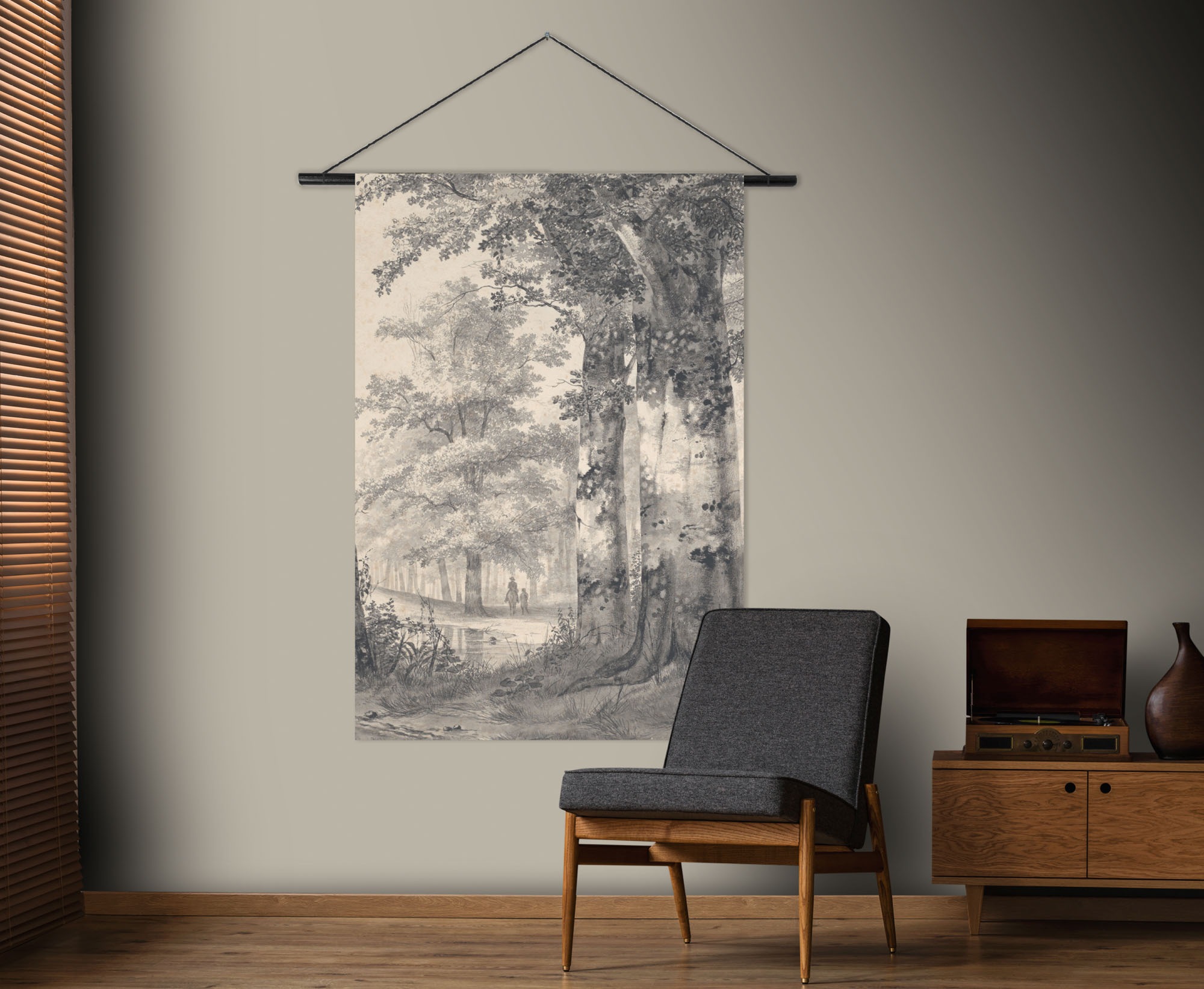 Art for the home Wandbild »Vintage Wald«, (1 St.), Wandteppich XL