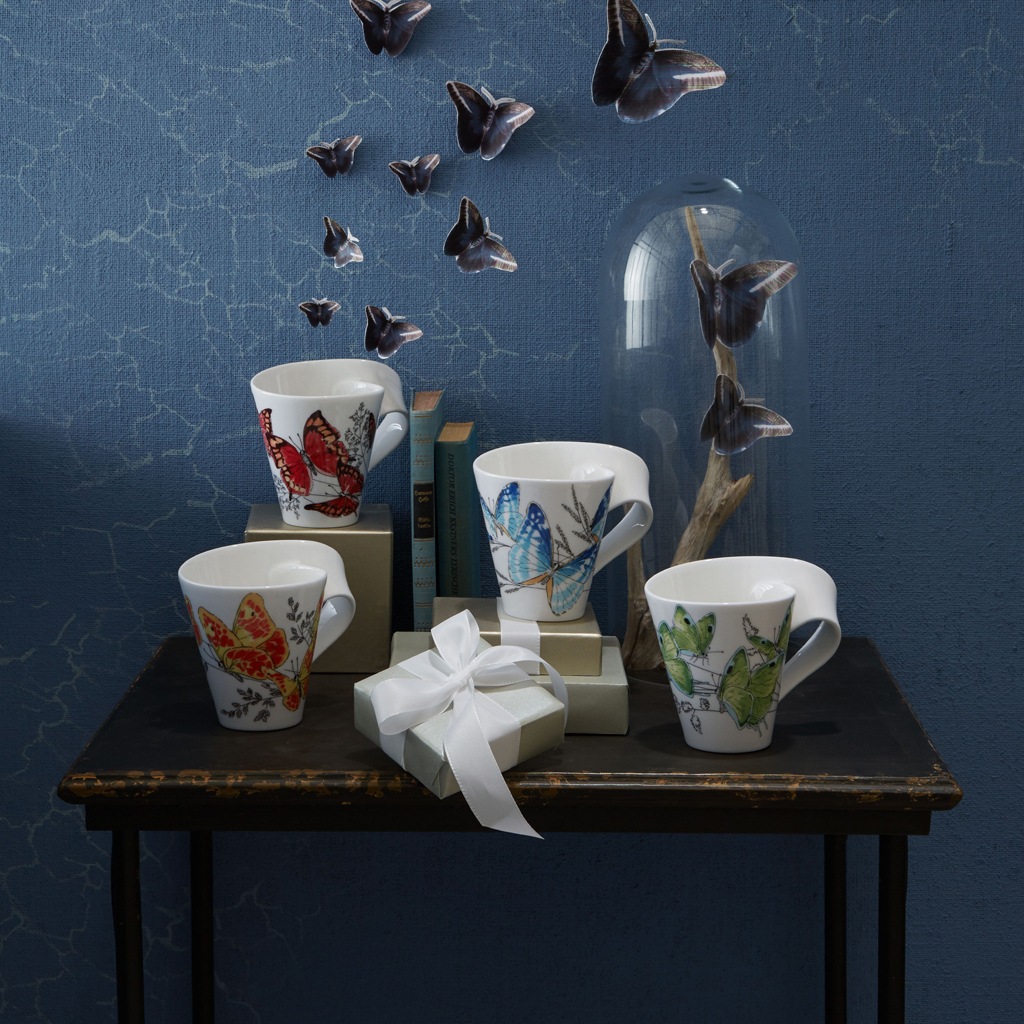 Villeroy & Boch Becher "Becher mit Henkel NewWave Caffè 300 ml weiß-blau" günstig online kaufen