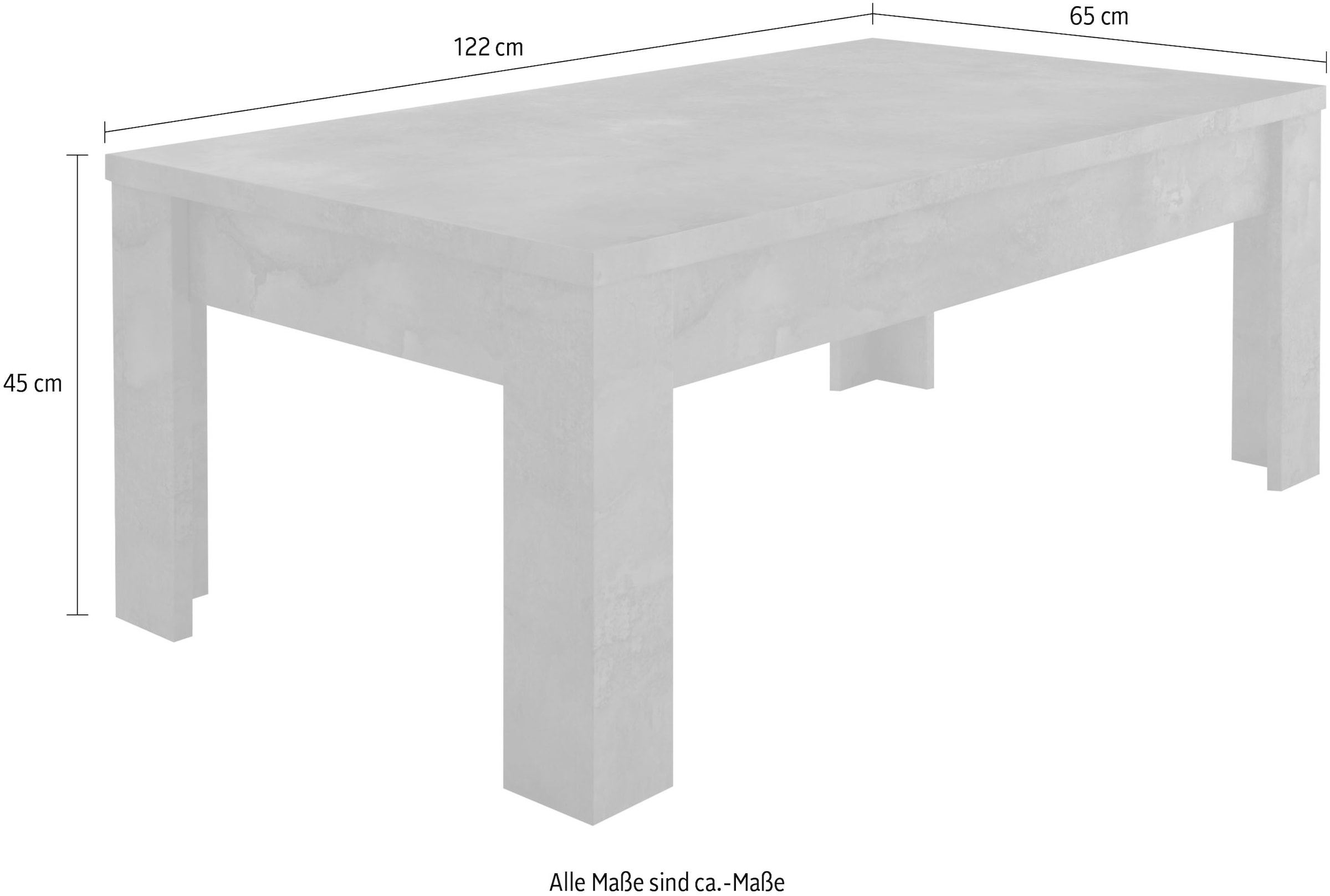 INOSIGN Couchtisch »Dama 122 x 65 cm, Wohnzimmertisch mit Winkelfuß«, Sofatisch, rechteckig, Tischplattenstärke 22 mm