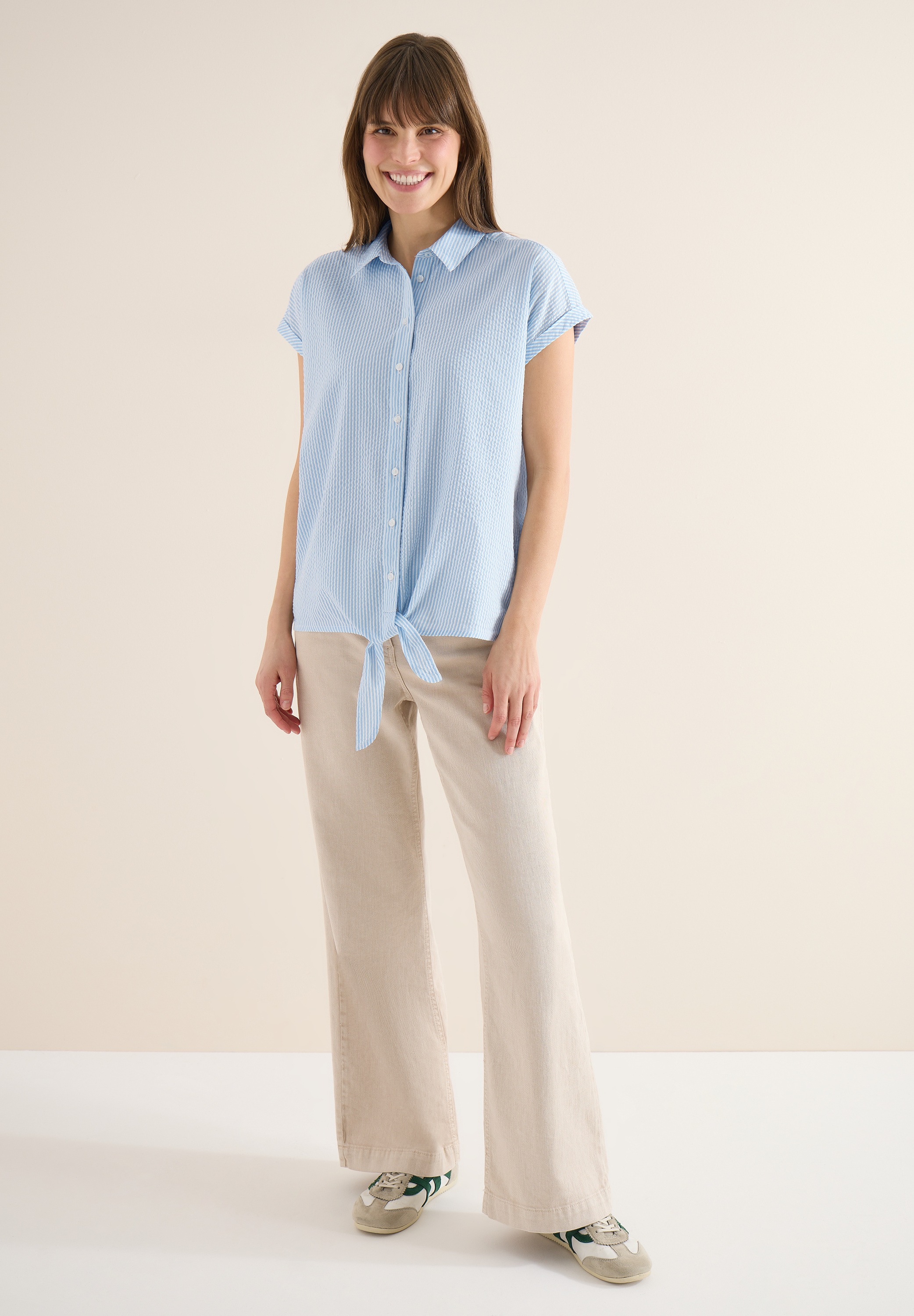 Thumbnail - Cecil Kurzarmbluse mit Knoten am Saum