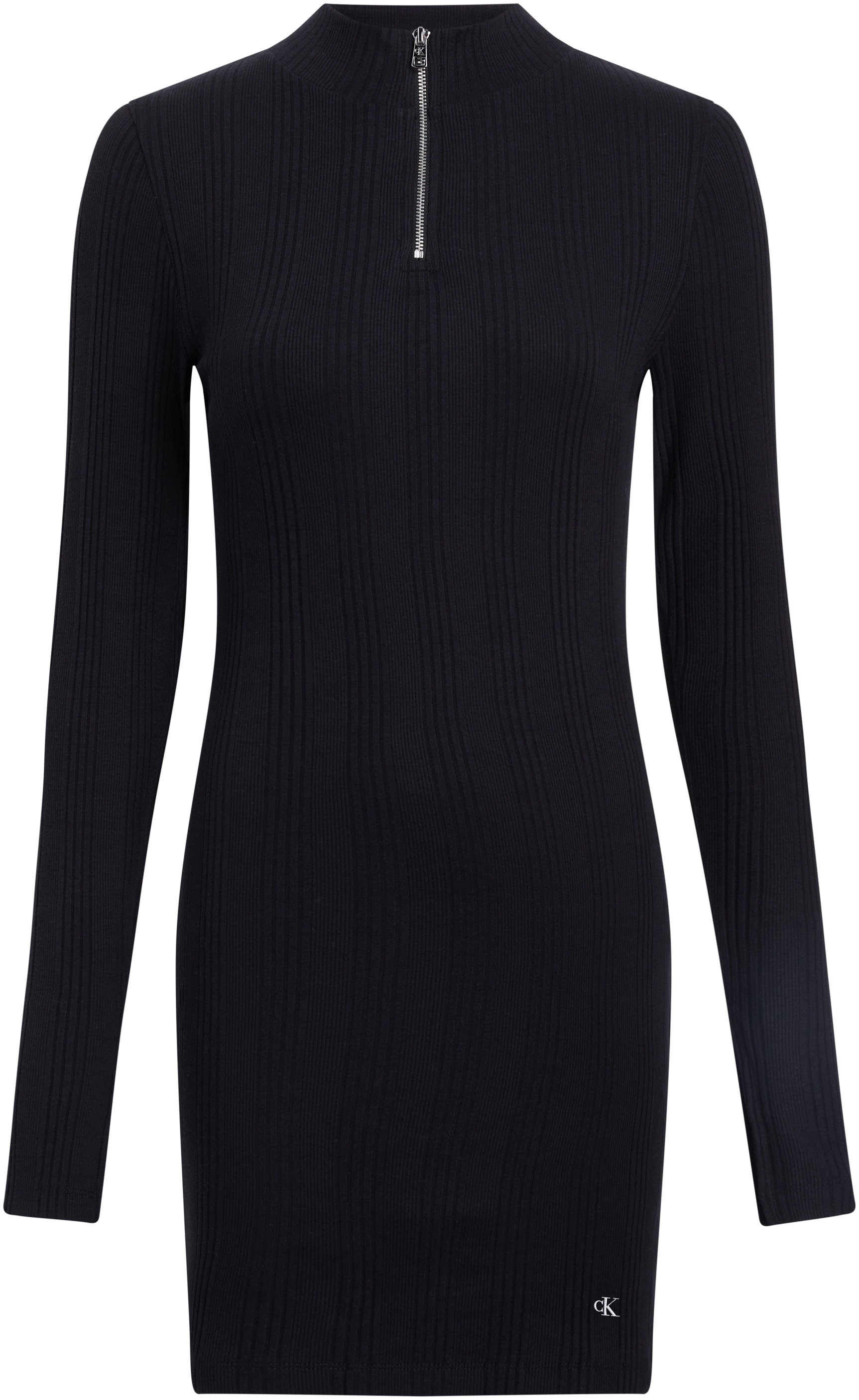 Calvin Klein Jeans Minikleid »VARIEGTAED RIB HALF ZIP LS DRESS« mit Reißverschluss