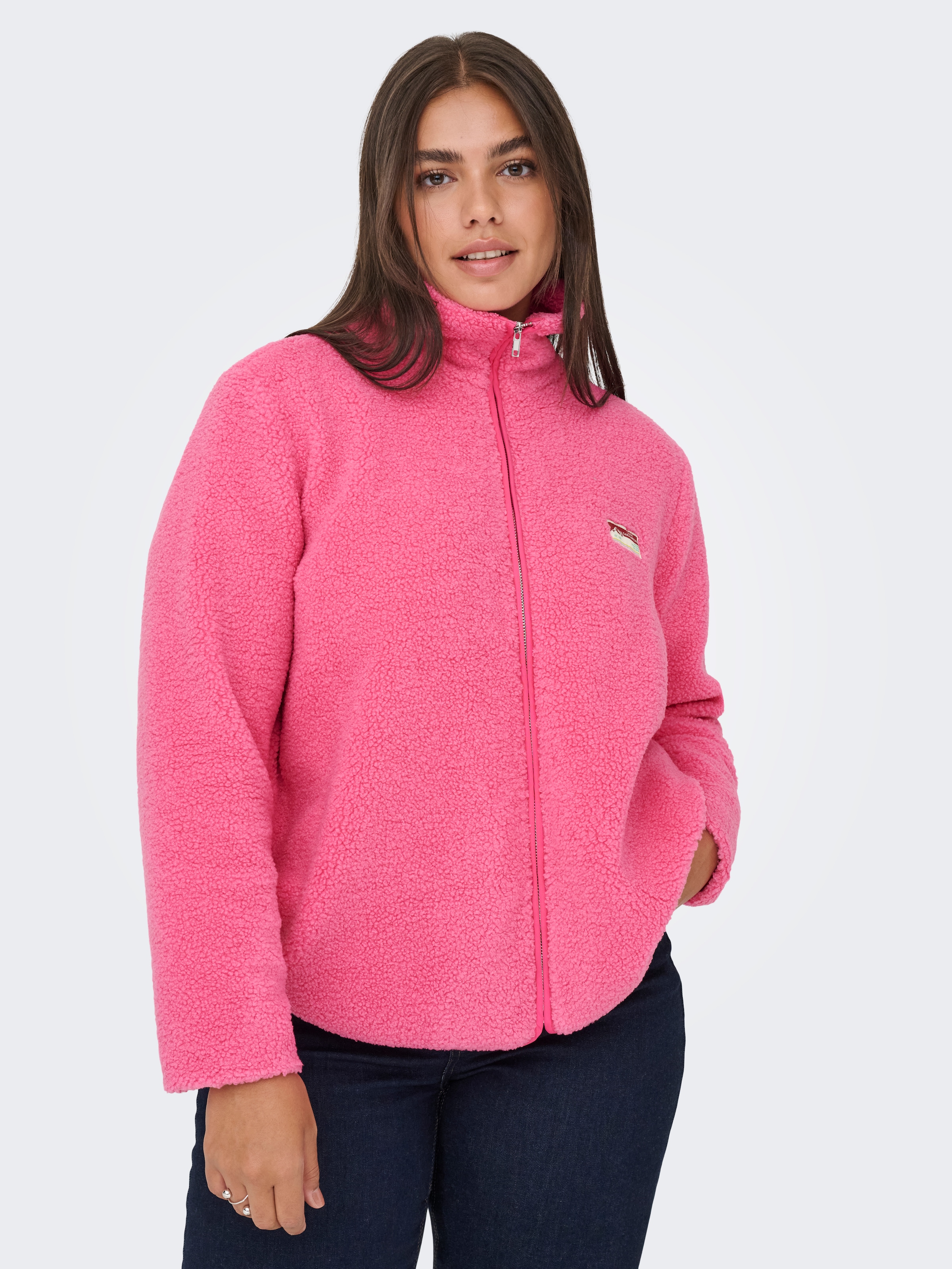 ONLY CARMAKOMA Plüschjacke "CARHOLLY TEDDY L/S ZIP SWT" günstig online kaufen