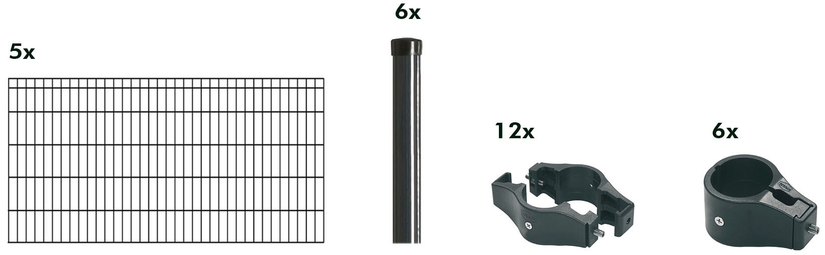 KRAUS Einstabmattenzaun »Dino-Trend-Z42«, anthrazit, 100 cm hoch, 5 Elemente für 10 m, 6 Pfosten