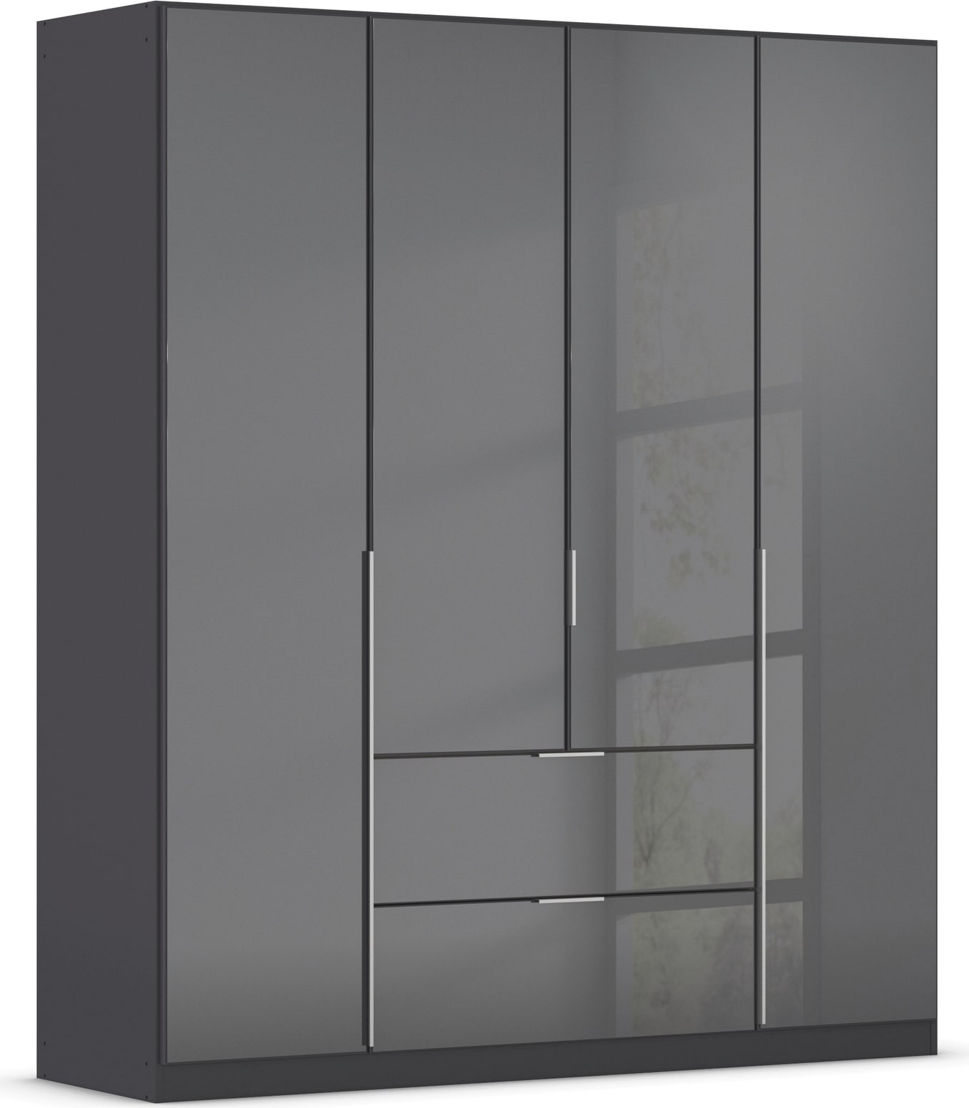 OTTO home Drehtürenschrank "Kleiderschrank Kleiderschränke Schrank Garderobe AGORDO mit Glasfront" in zwei Griff-Farben, Breiten 91-360 cm, mit Außenschubkästen, in 7 Breiten und 2 Höhen MADE IN GERMANY