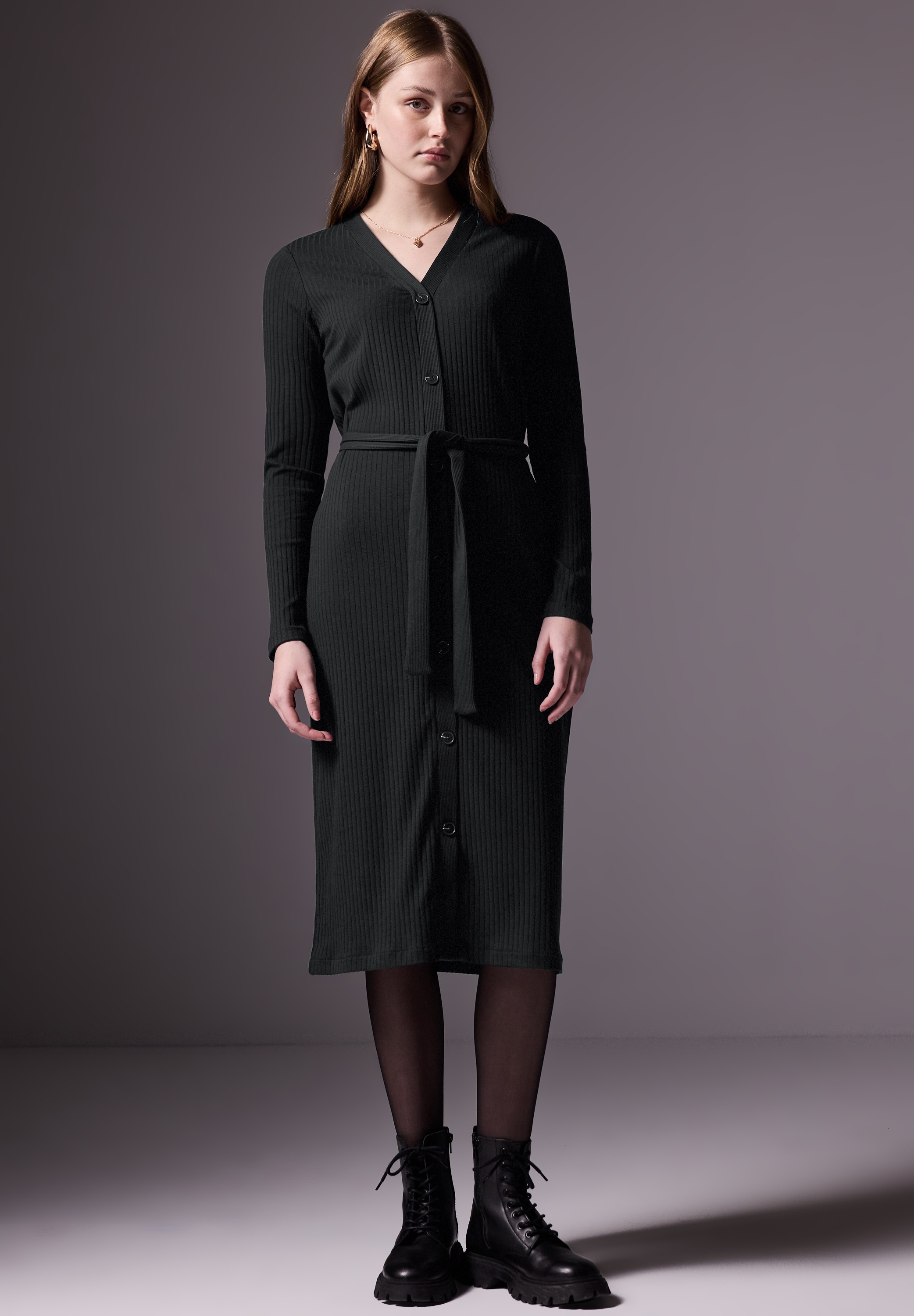 STREET ONE STUDIO Midikleid Ohne Taschen mit Knopfleiste günstig online kaufen