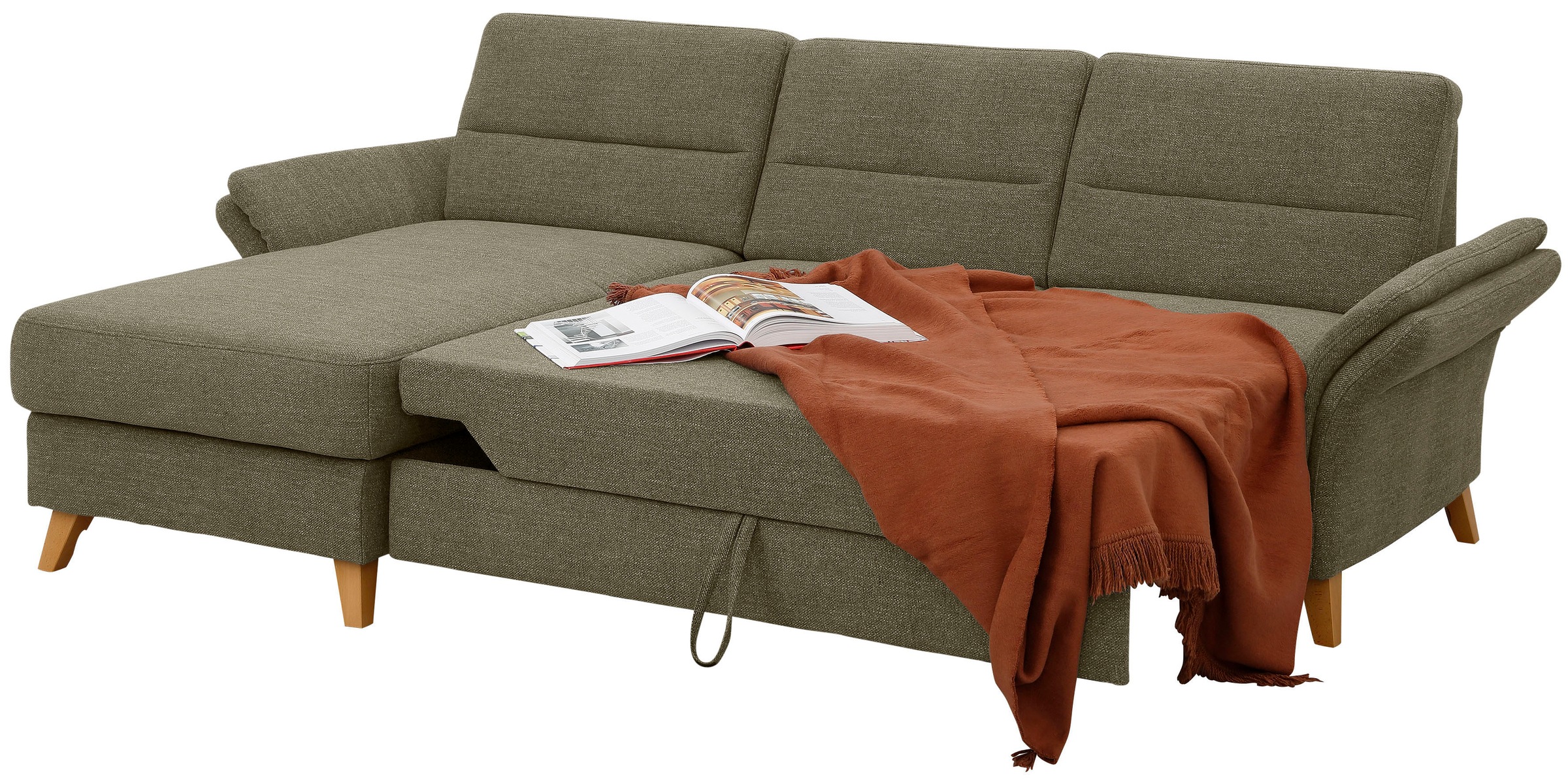 Home affaire Ecksofa »Westerland L-Form«, Federkern-Polsterung, wahlweise mit Bettfunktion, Bettkasten