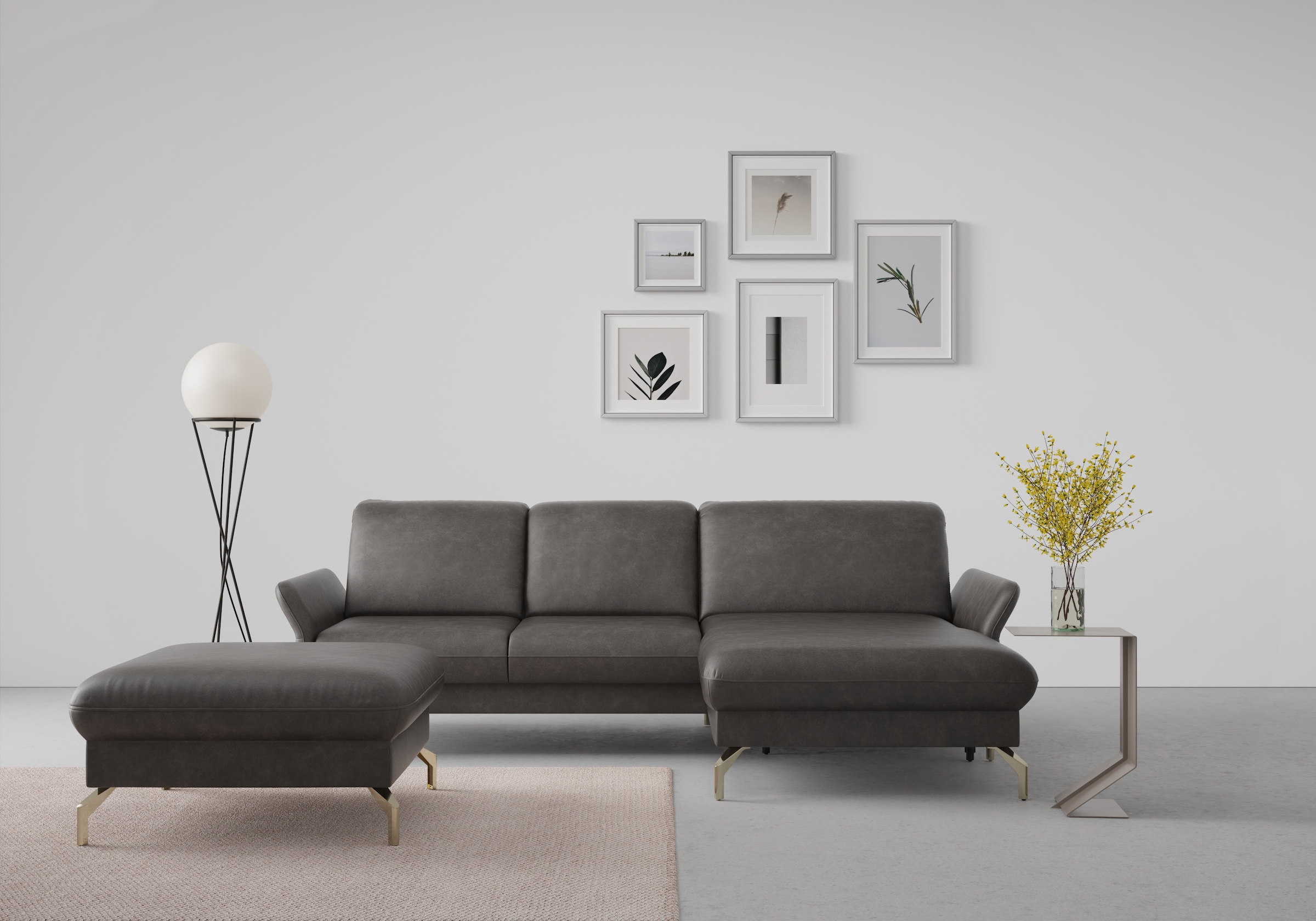 sit&more Ecksofa "Fashion L-Form" wahlweise mit Kopfteilverstellung, Vorziehsitz, motorisch, Nickelfüße