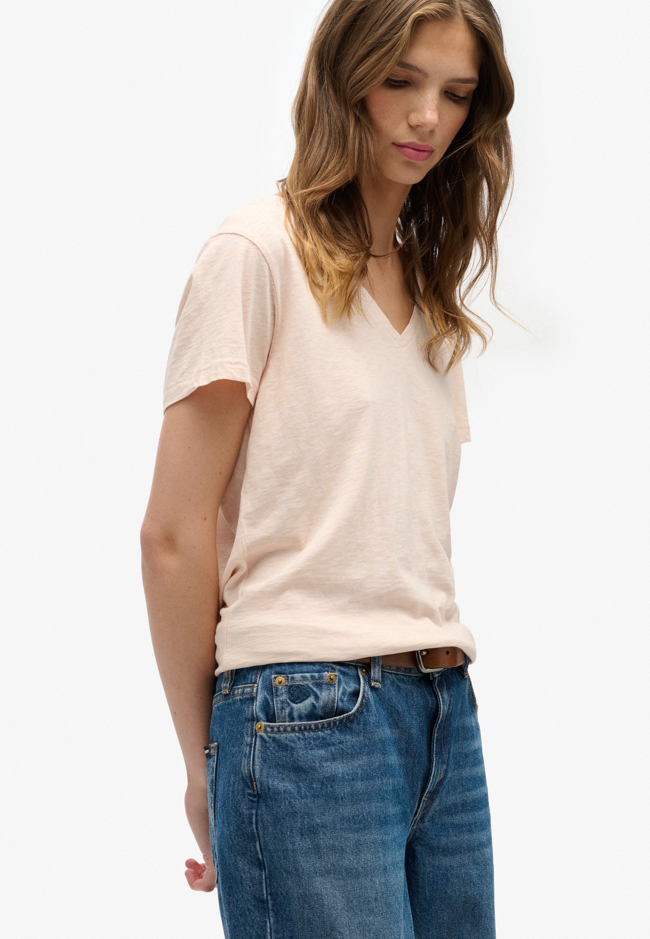 Superdry T-Shirt »STUDIOS SLUB EMB VEE TEE«