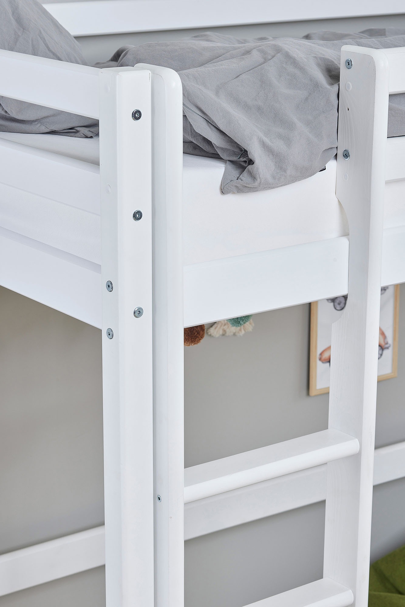 Hoppekids Hochbett »Hochbett 90x200cm mit Schreibtisch, umbaubar zu Einzelbett«, FSC® zert. Massivholz, Hochbett ohne Schreibtisch nutzbar