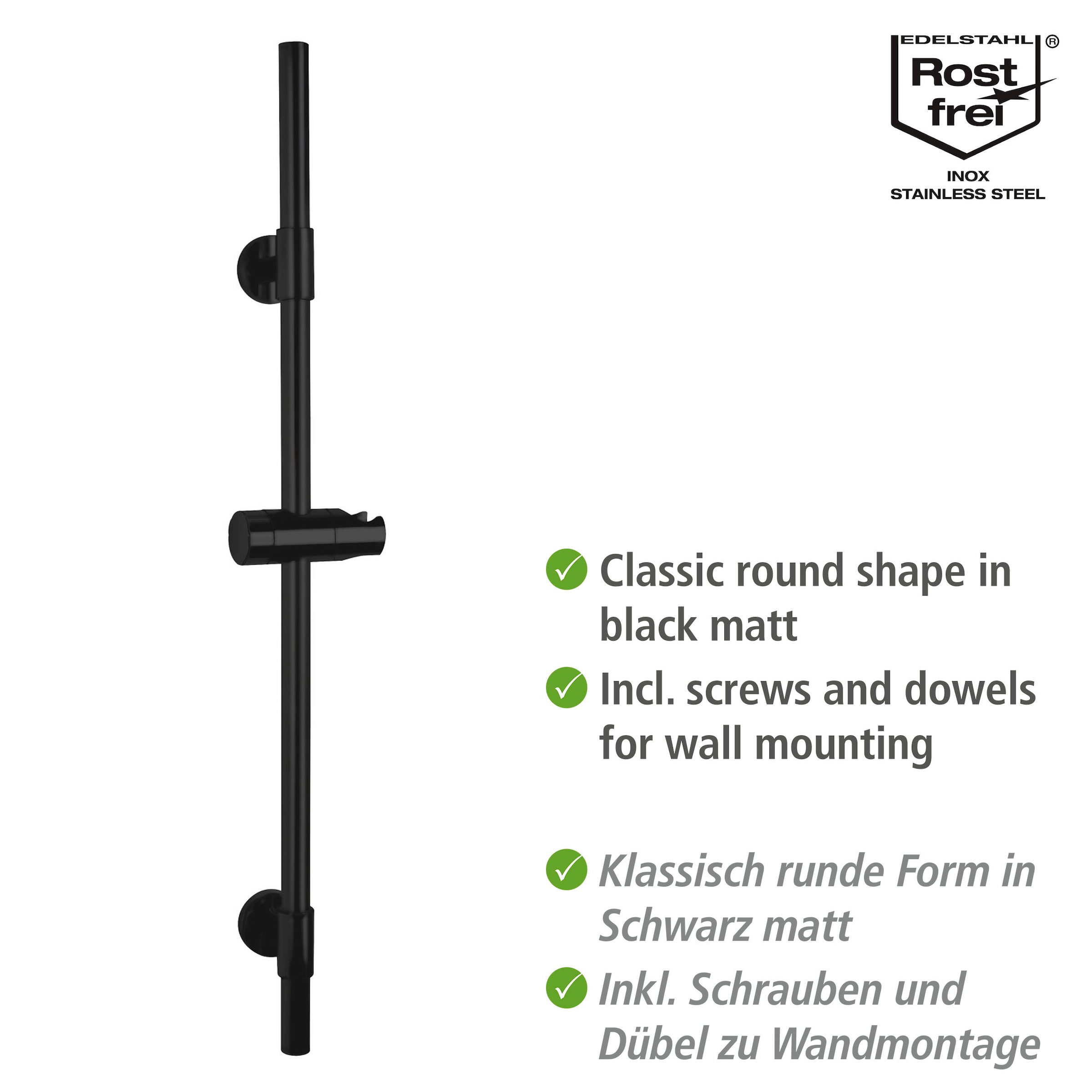 WENKO Duschstange »Basic«, Schwarz