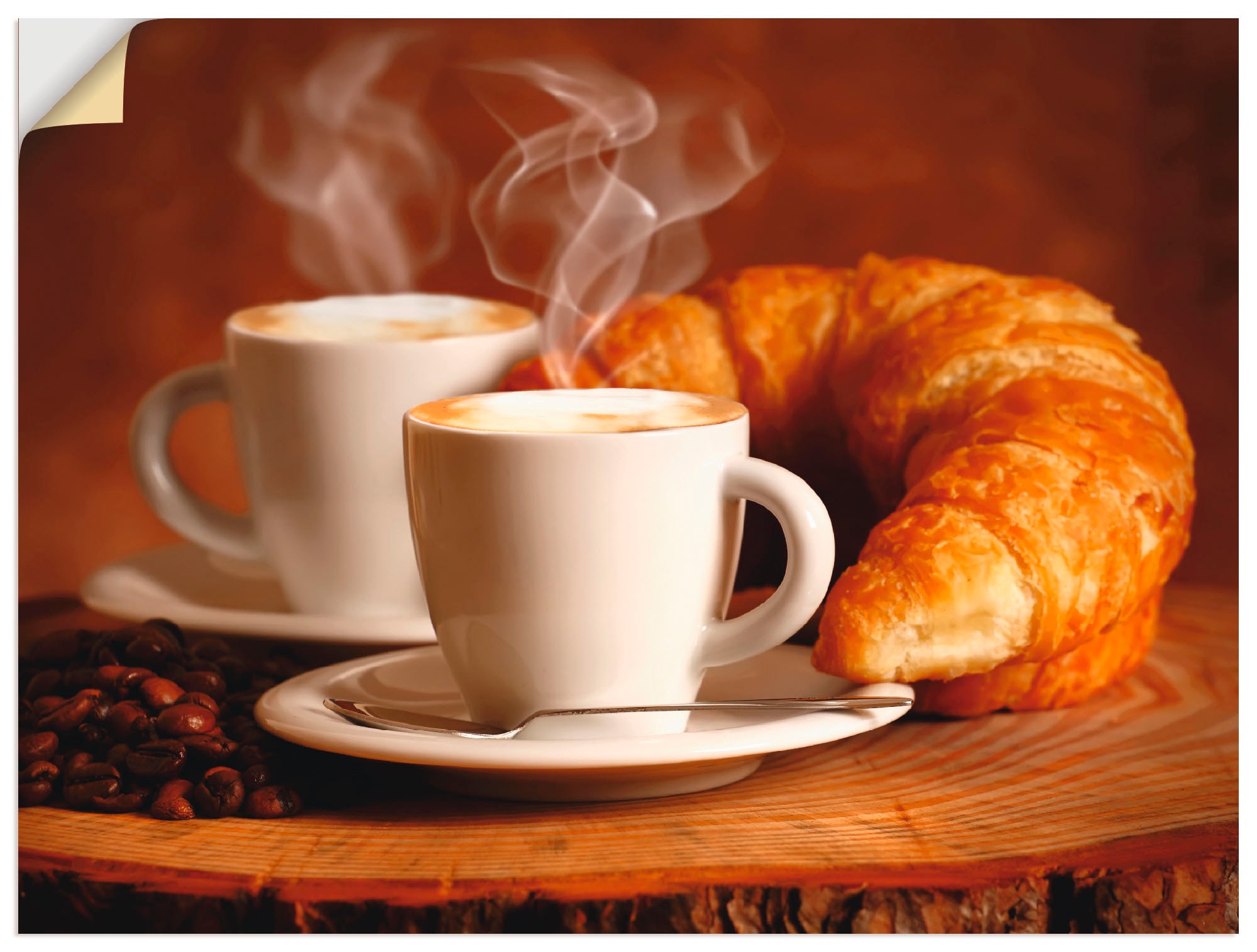 Artland Wandbild "Dampfender Cappuccino und Croissant", Getränke, (1 St.), günstig online kaufen